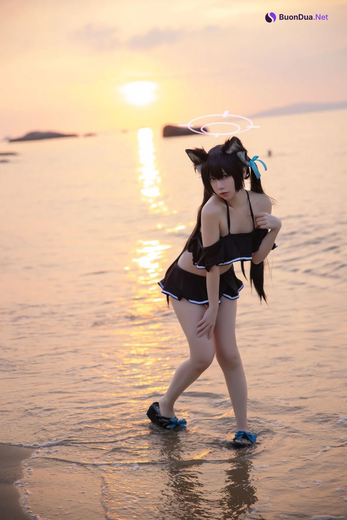 Cosplay G44不会受伤 碧蓝档案 黑見芹香 海边泳装 - Photo 6