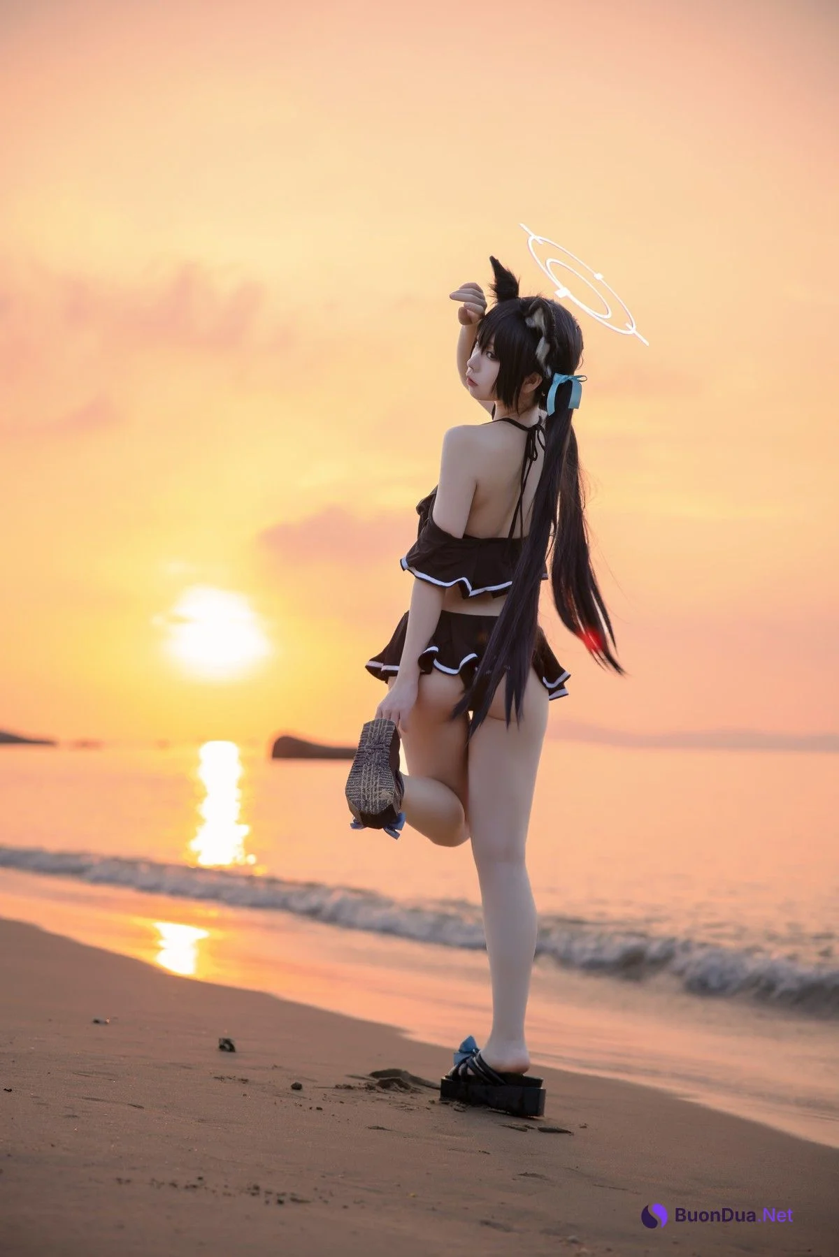 Cosplay G44不会受伤 碧蓝档案 黑見芹香 海边泳装 - Photo 8