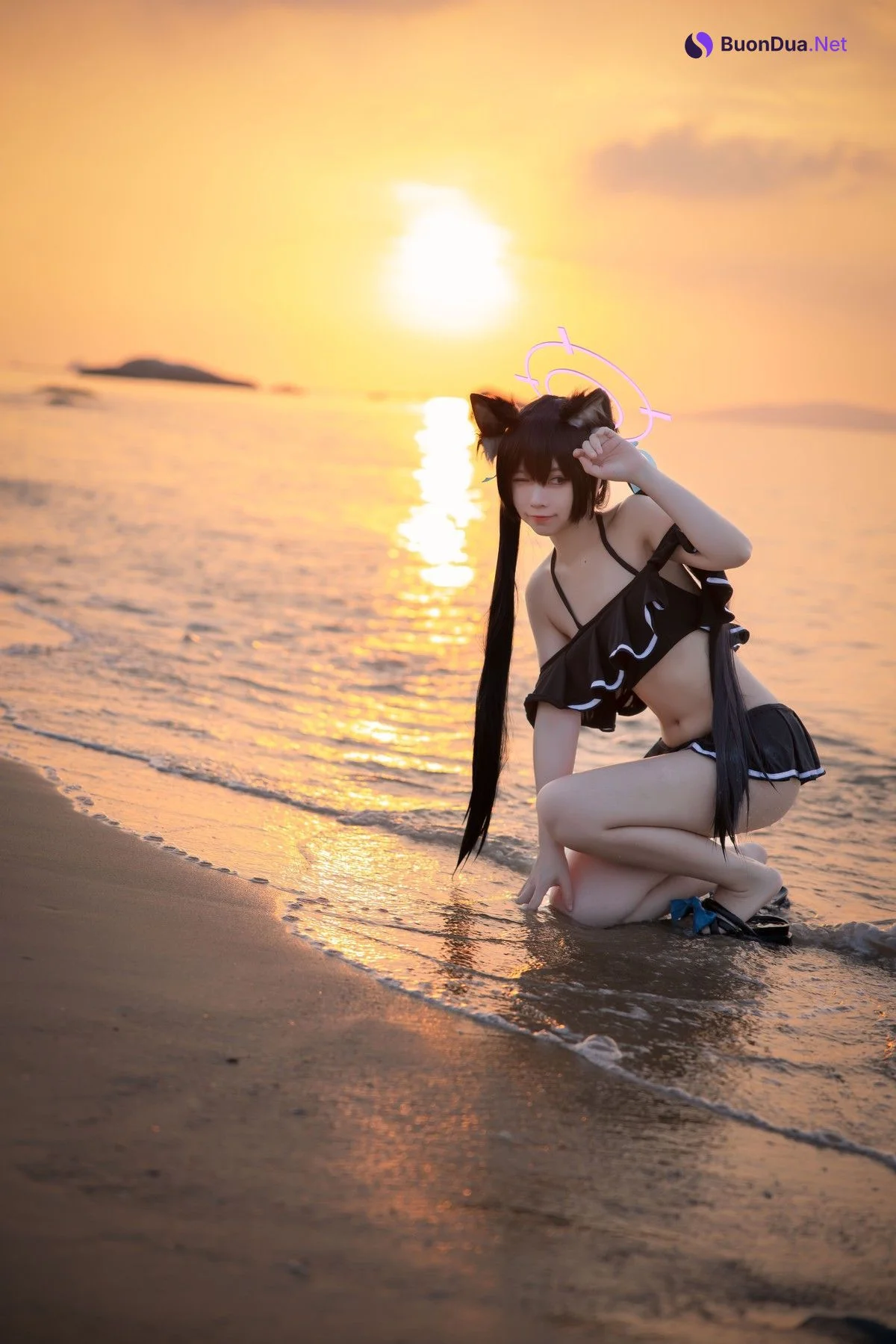 Cosplay G44不会受伤 碧蓝档案 黑見芹香 海边泳装 - Photo 9