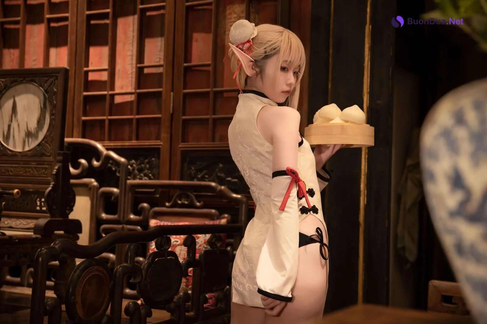 Cosplay G44不会受伤 水兰儿白旗袍 - Photo 5