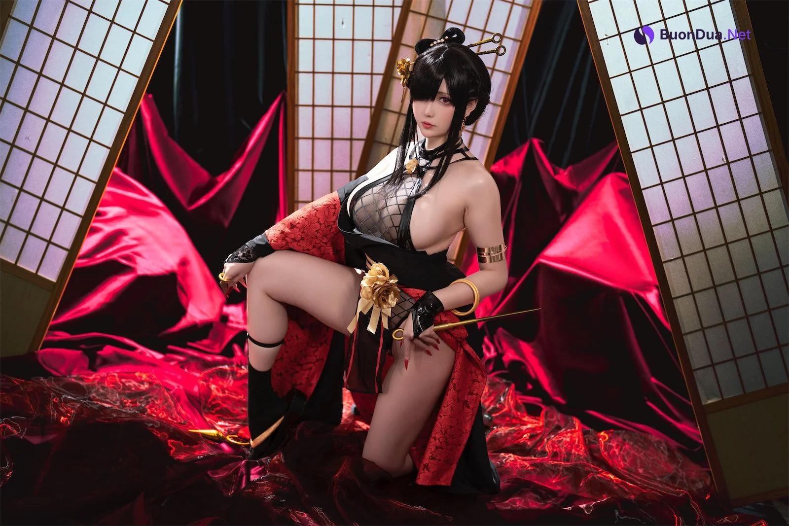 Cosplay 星之迟迟Hoshilily 圣诞节 约尔 同人和风战斗服 - Photo 12