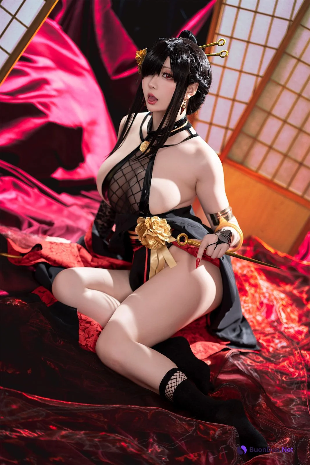 Cosplay 星之迟迟Hoshilily 圣诞节 约尔 同人和风战斗服 - Photo 3