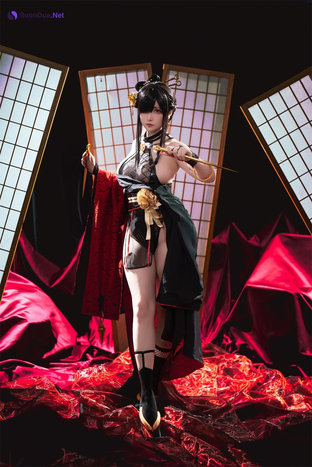 Cosplay 星之迟迟Hoshilily 圣诞节 约尔 同人和风战斗服 - Photo 4