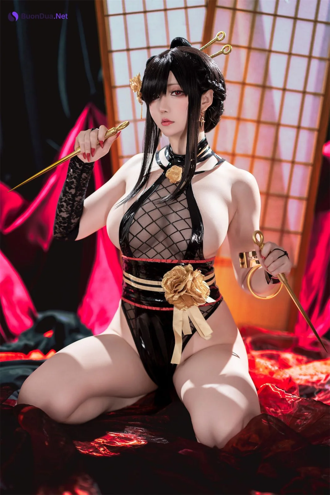 Cosplay 星之迟迟Hoshilily 圣诞节 约尔 同人和风战斗服 - Photo 5