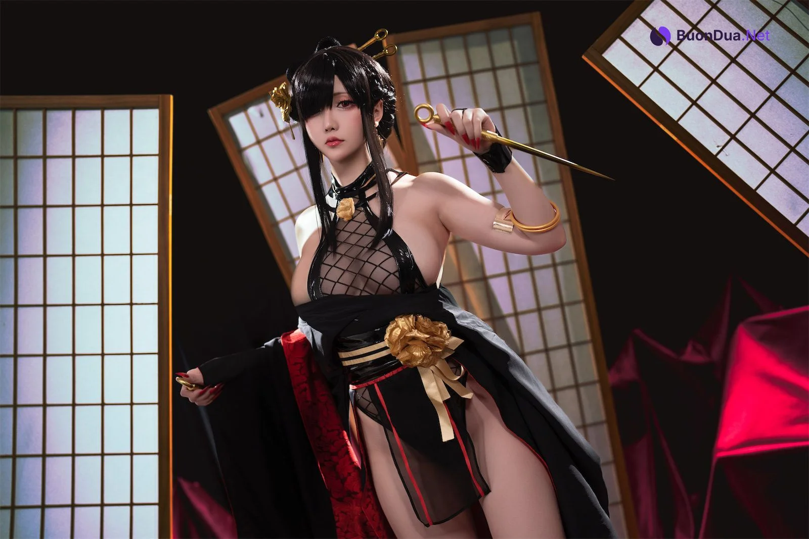 Cosplay 星之迟迟Hoshilily 圣诞节 约尔 同人和风战斗服 - Photo 7