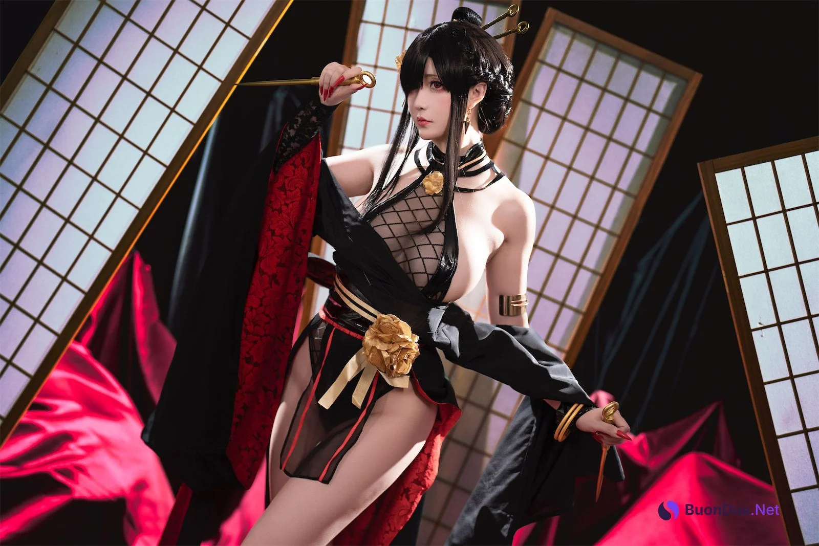 Cosplay 星之迟迟Hoshilily 圣诞节 约尔 同人和风战斗服 - Photo 8