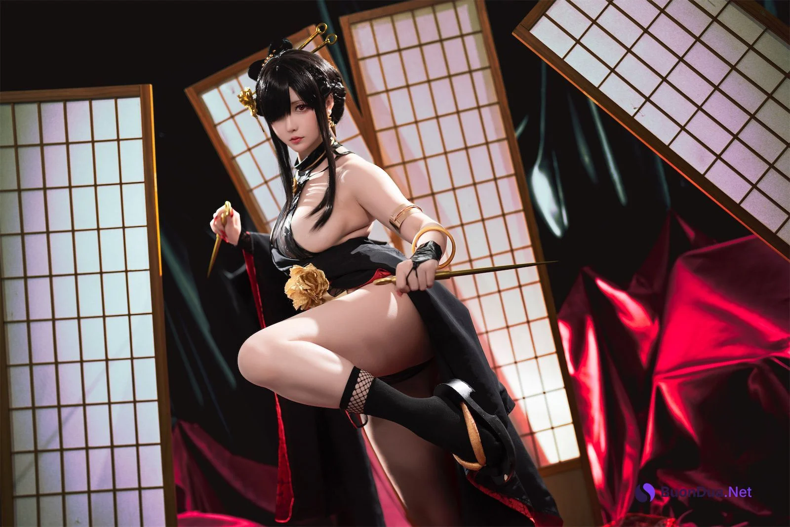 Cosplay 星之迟迟Hoshilily 圣诞节 约尔 同人和风战斗服 - Photo 9