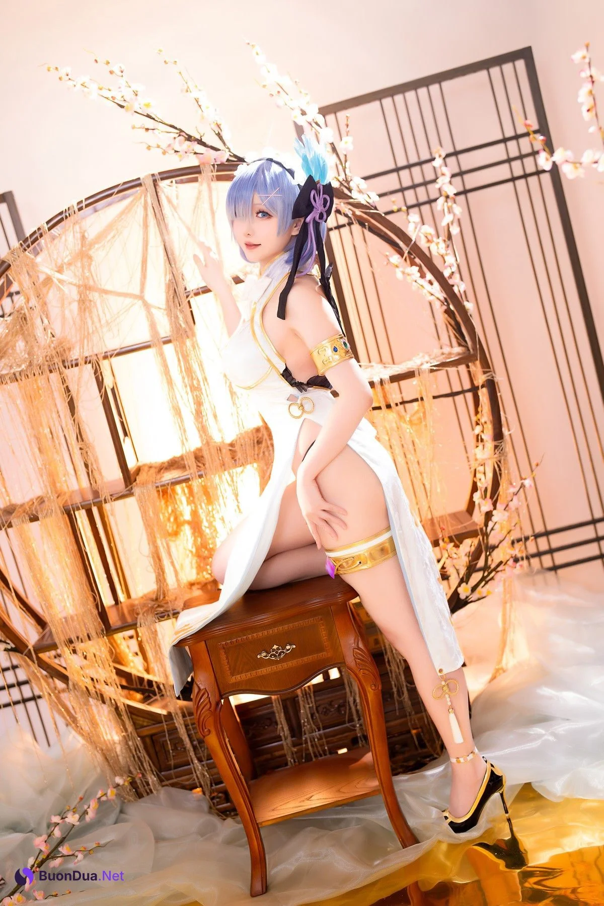 Cosplay 星之迟迟Hoshilily 蕾姆旗袍 - Photo 10