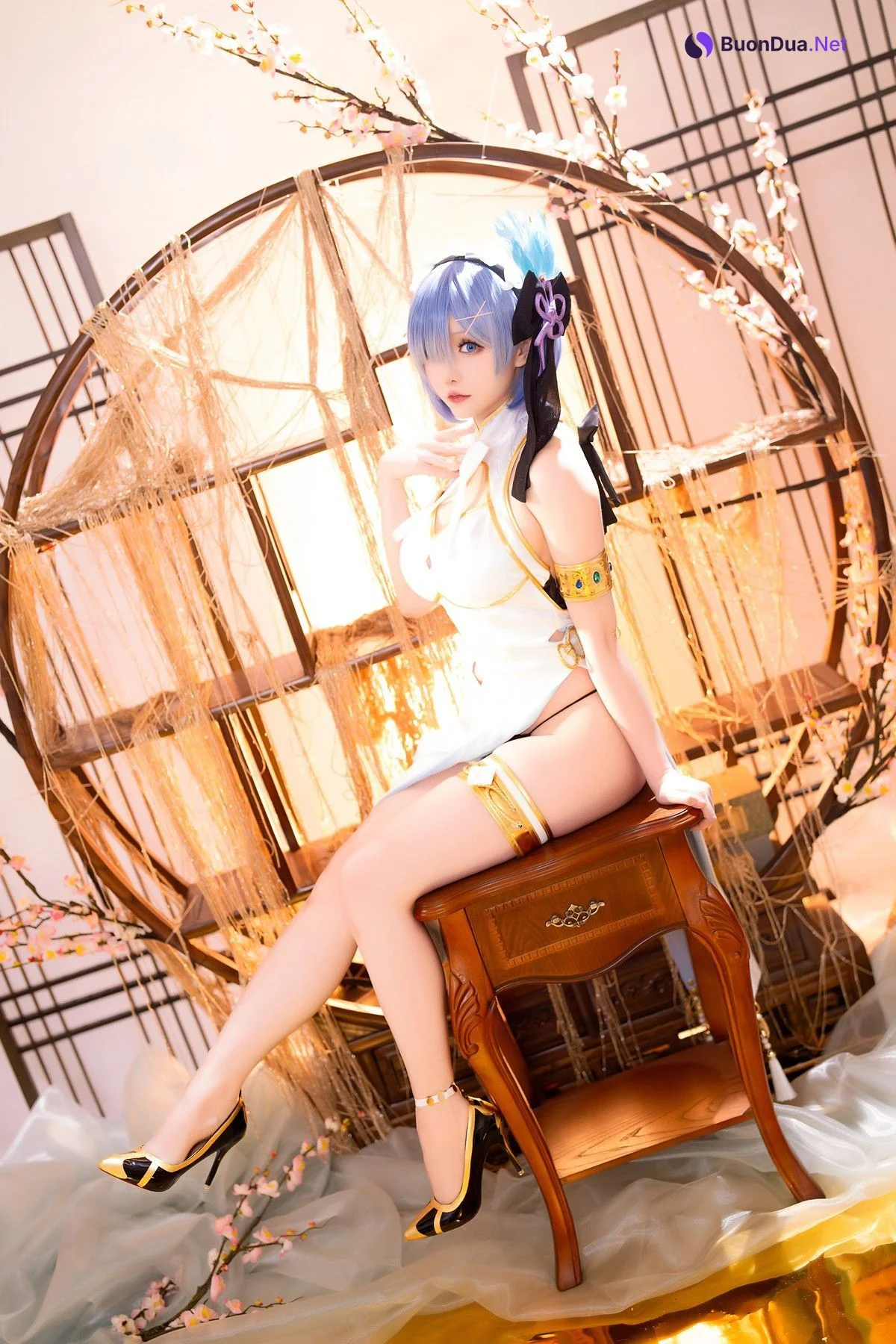 Cosplay 星之迟迟Hoshilily 蕾姆旗袍 - Photo 15