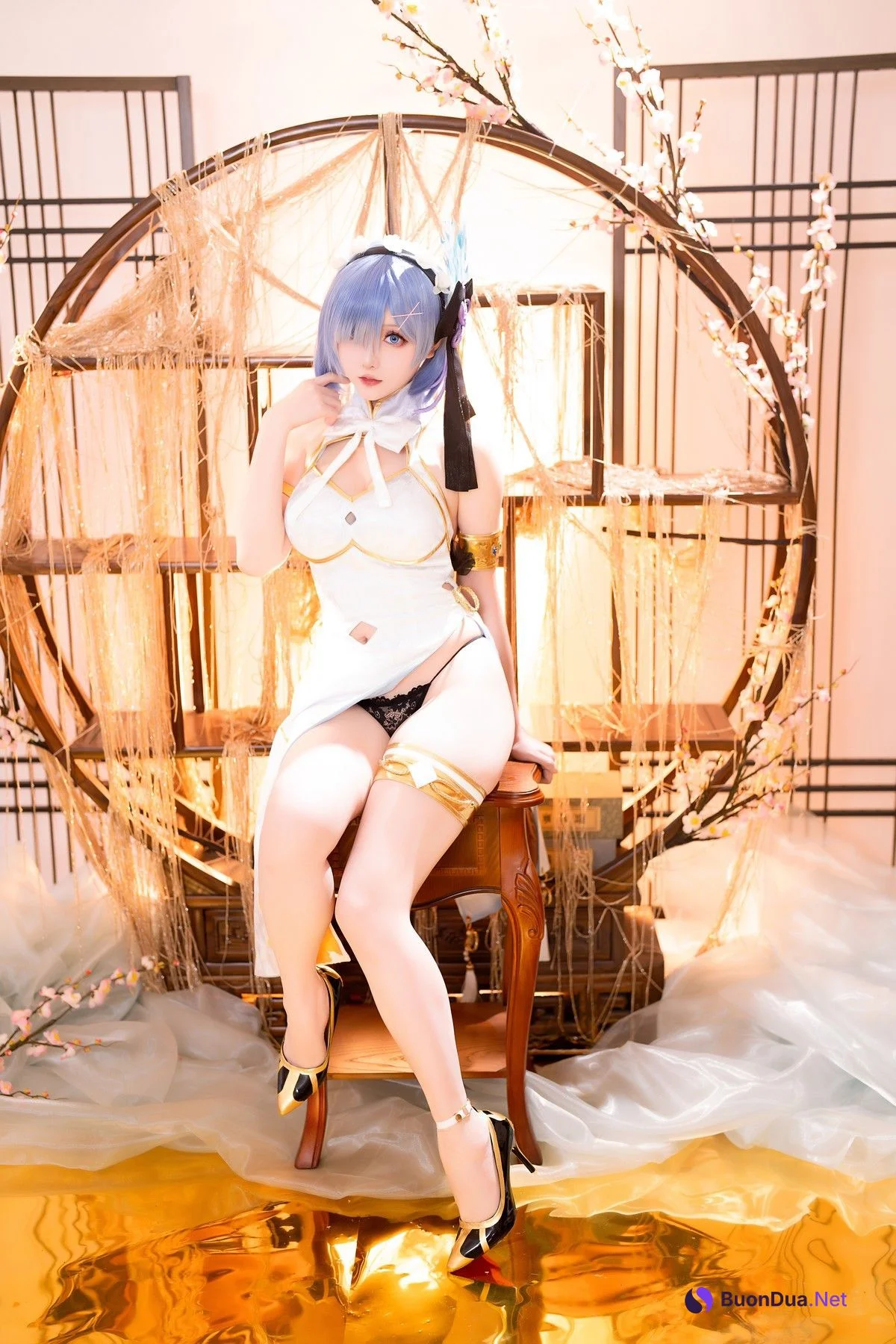 Cosplay 星之迟迟Hoshilily 蕾姆旗袍 - Photo 18