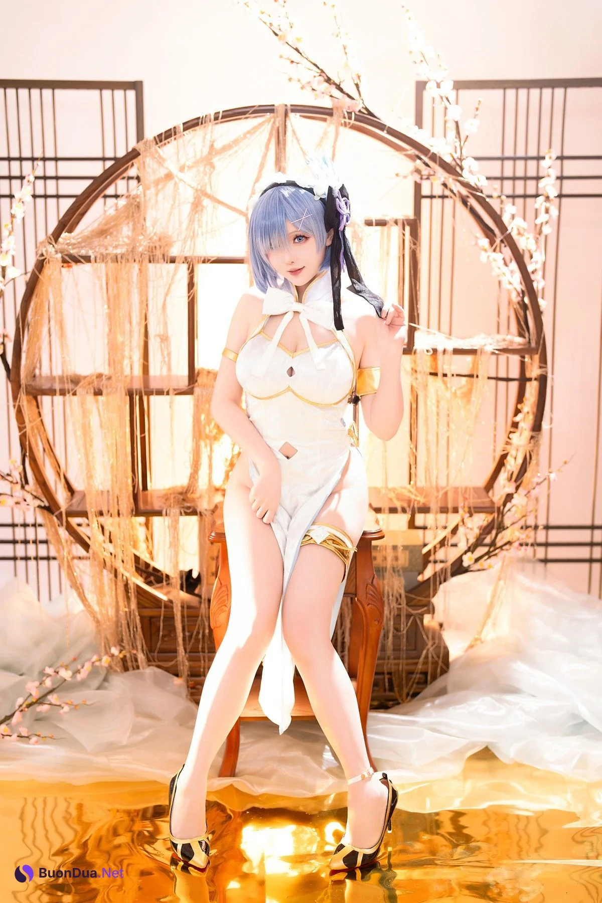 Cosplay 星之迟迟Hoshilily 蕾姆旗袍 - Photo 2