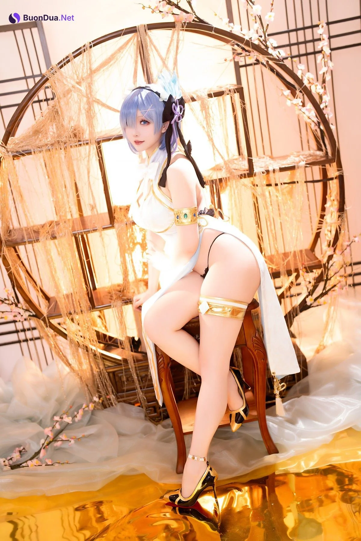 Cosplay 星之迟迟Hoshilily 蕾姆旗袍 - Photo 20