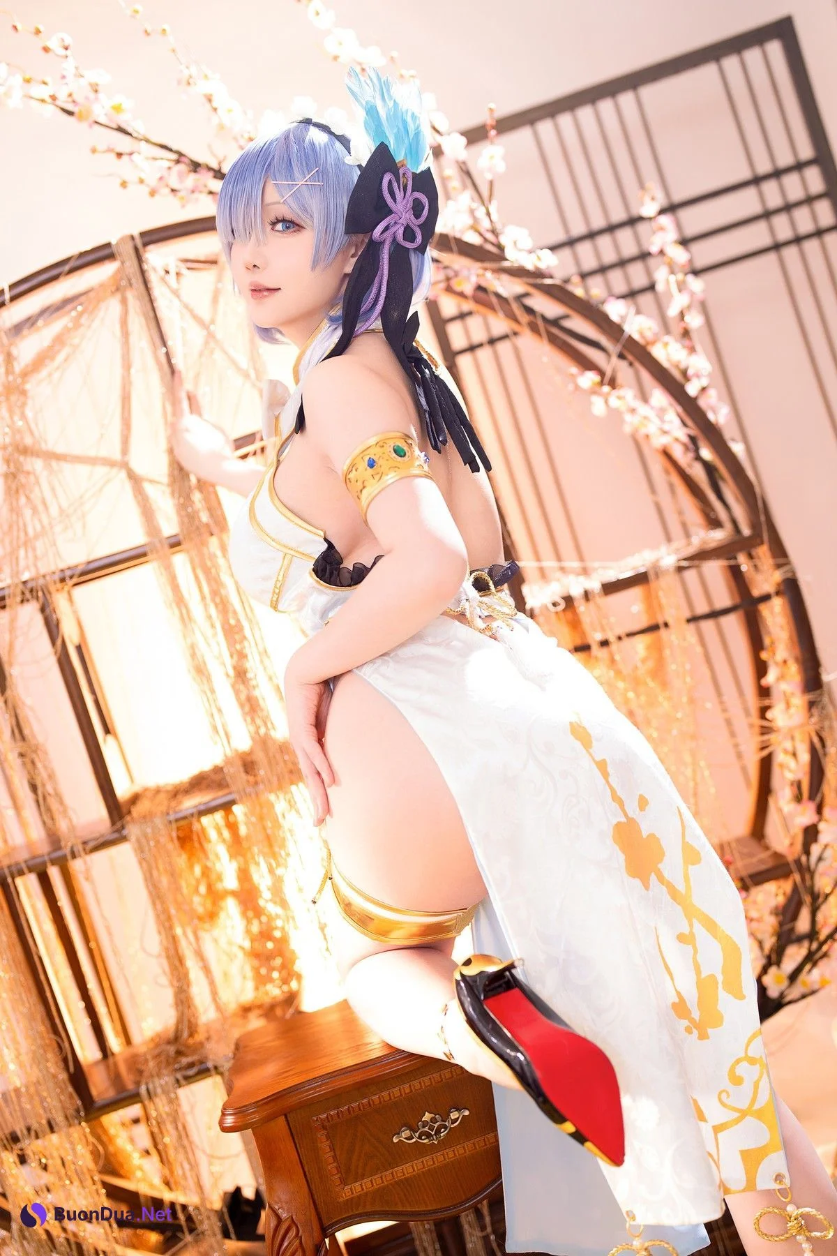 Cosplay 星之迟迟Hoshilily 蕾姆旗袍 - Photo 6