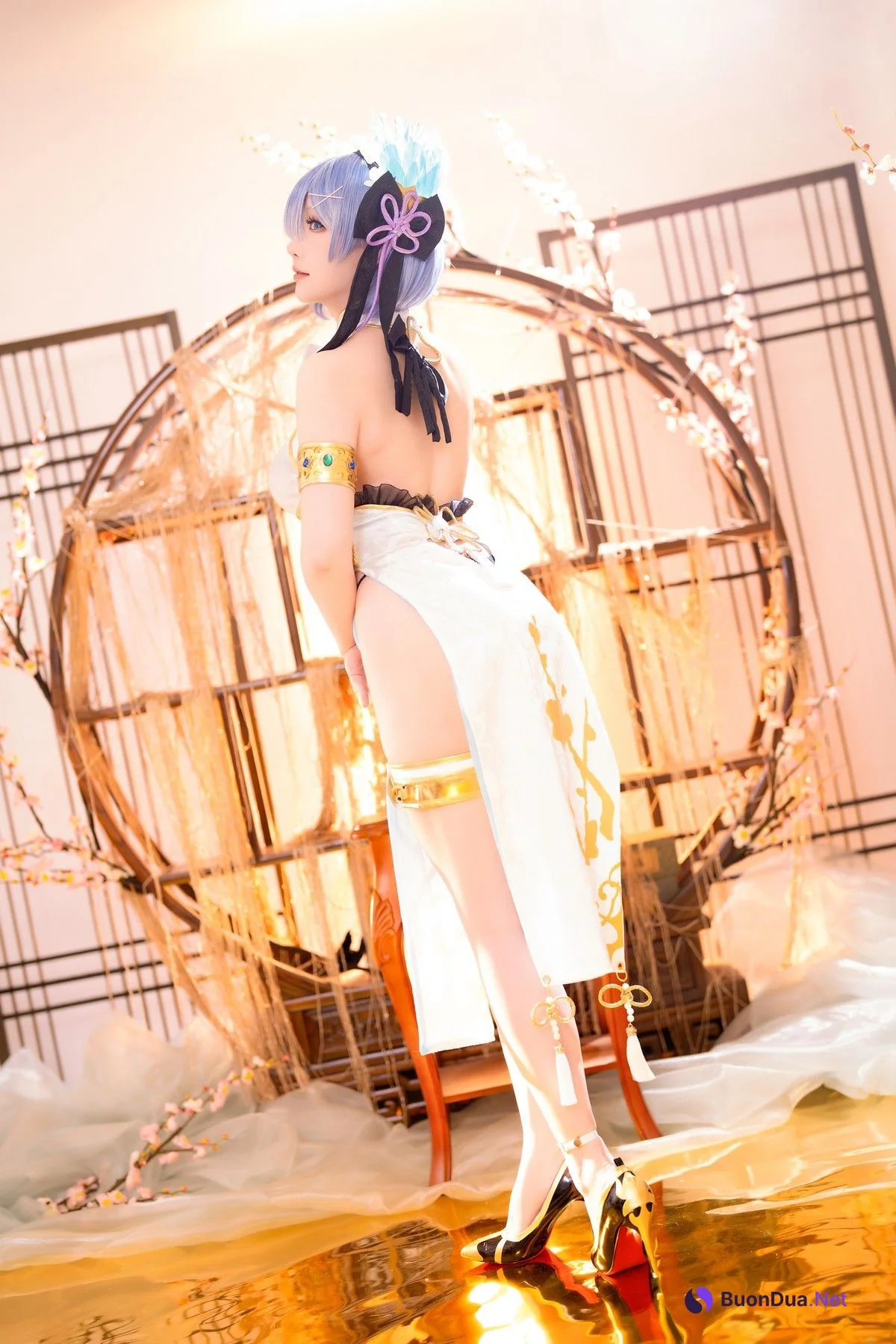 Cosplay 星之迟迟Hoshilily 蕾姆旗袍 - Photo 8