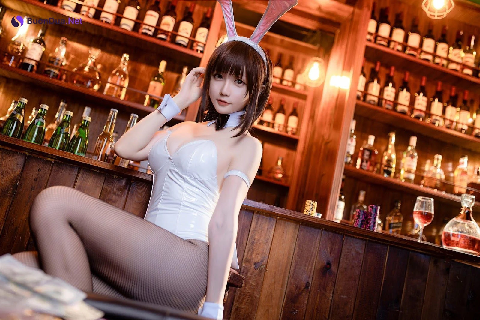 Cosplay 星之迟迟Hoshilily 加藤惠 兔女郎 - Photo 5