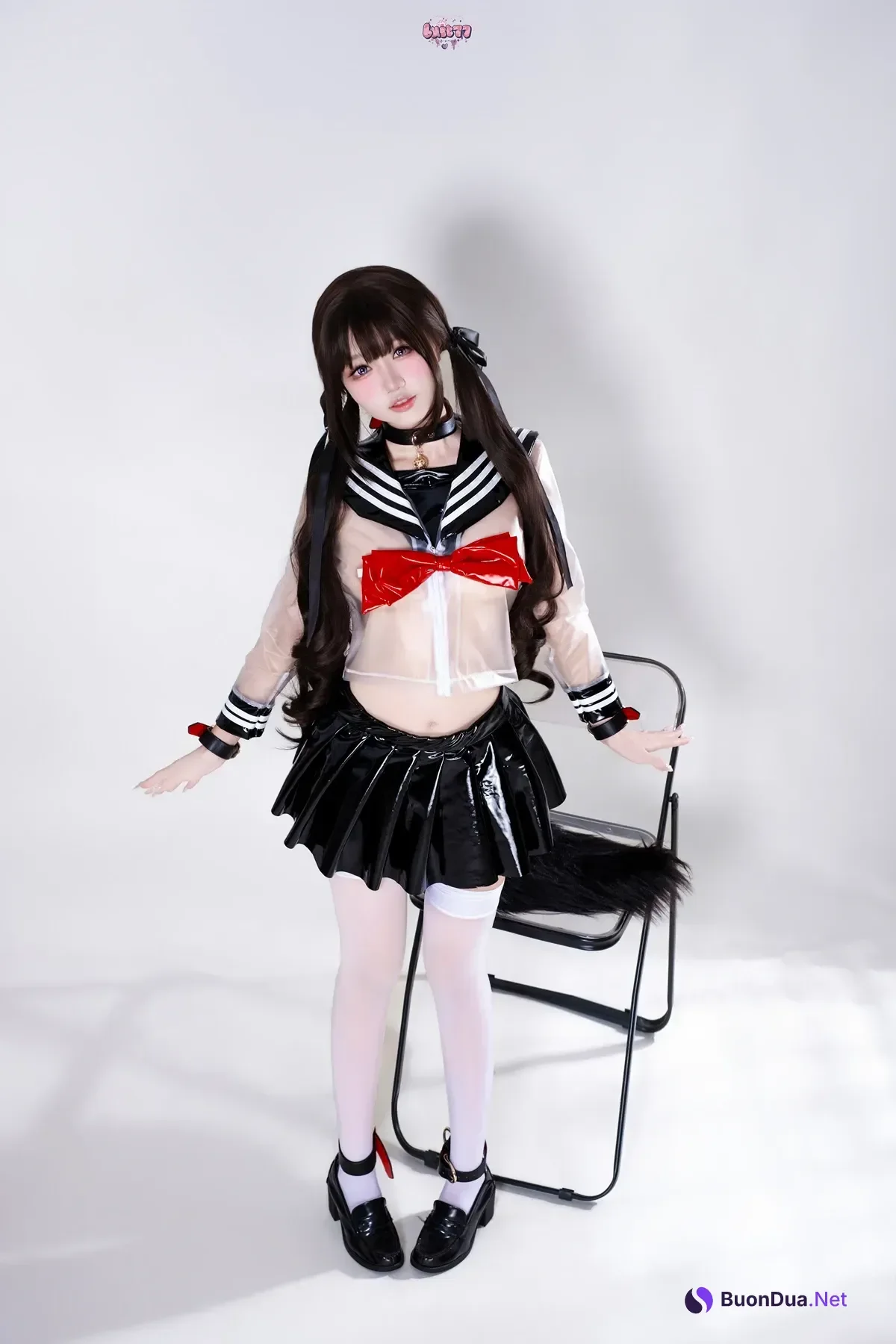 Cosplay 柒柒要乖哦 – 兽尾透明JK - Photo 3