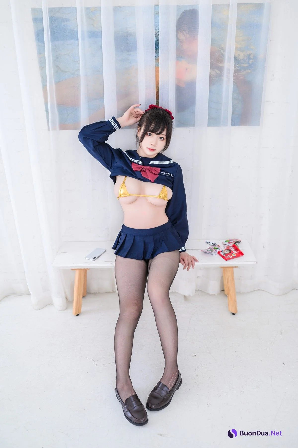 Cosplay 皮皮奶可可爱了啦 黄金内衣jk - Photo 3