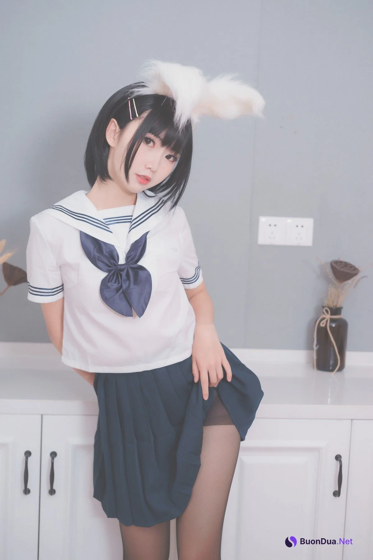 Cosplay 面饼仙儿 面饼兔耳jk - Photo 2