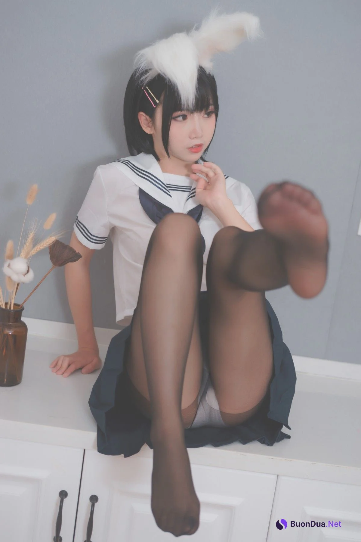 Cosplay 面饼仙儿 面饼兔耳jk - Photo 3
