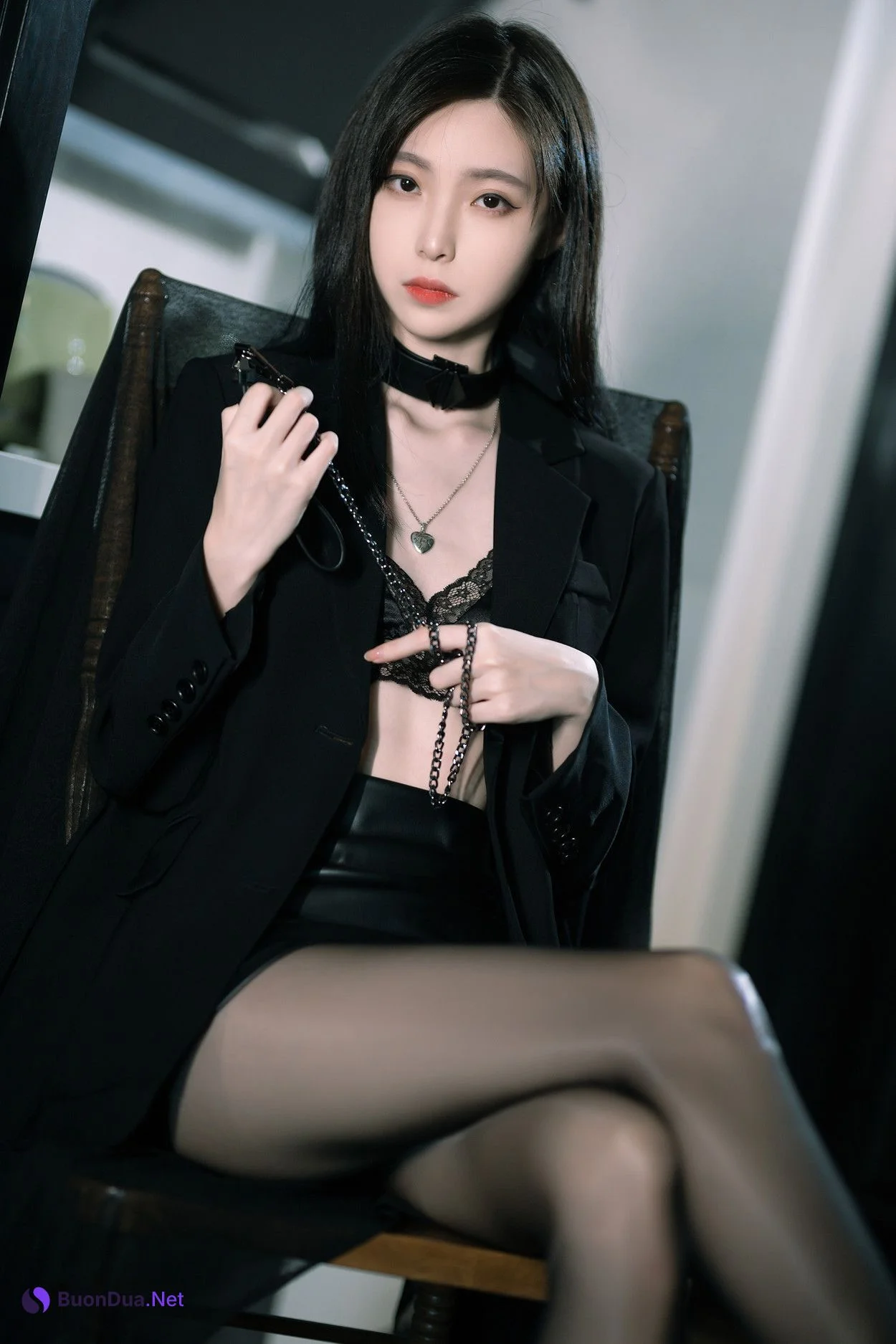 Cosplay 许岚LAN 黑色丝袜西装 - รูปภาพ 16