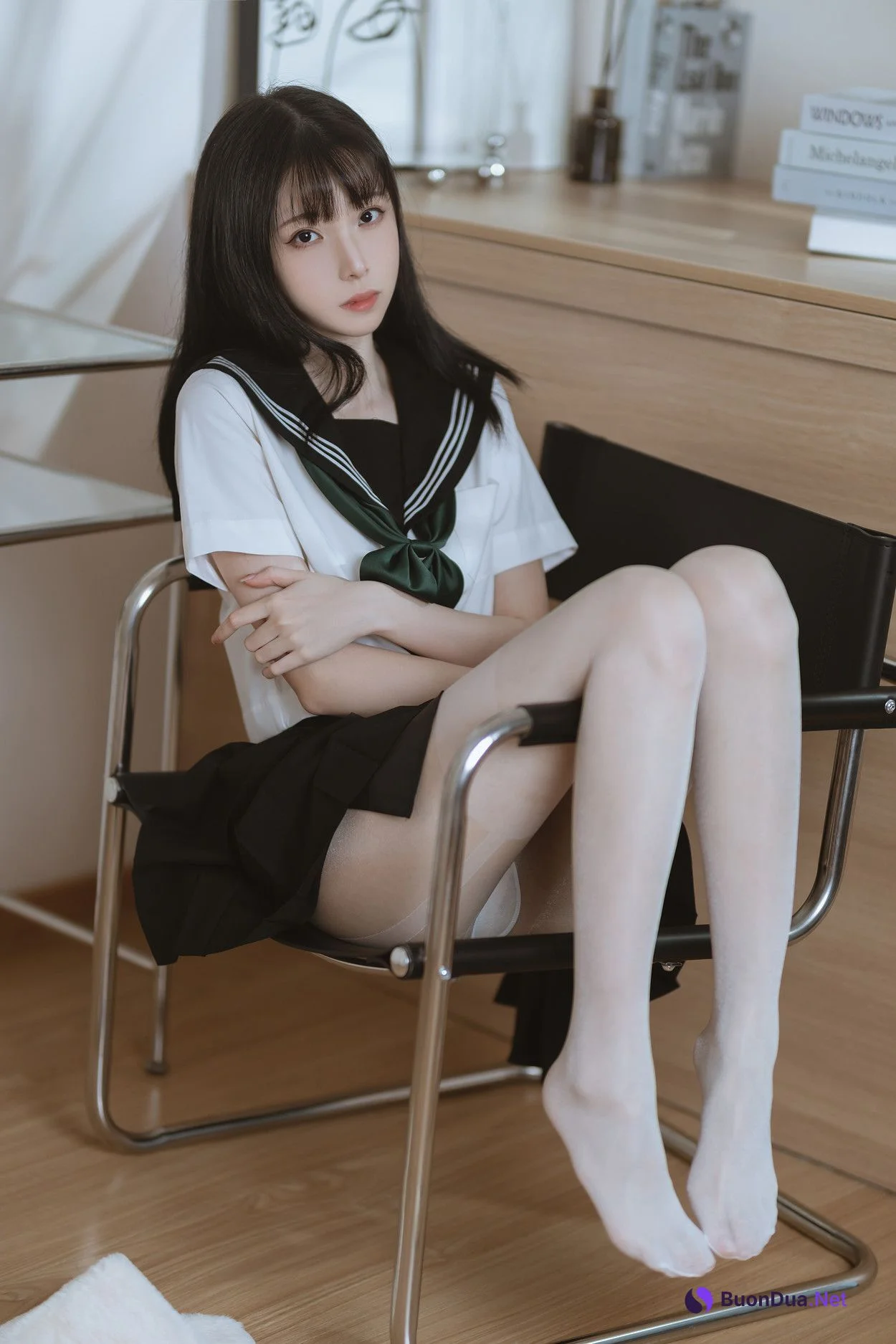 Cosplay 许岚LAN 白丝水手服 - 写真 2