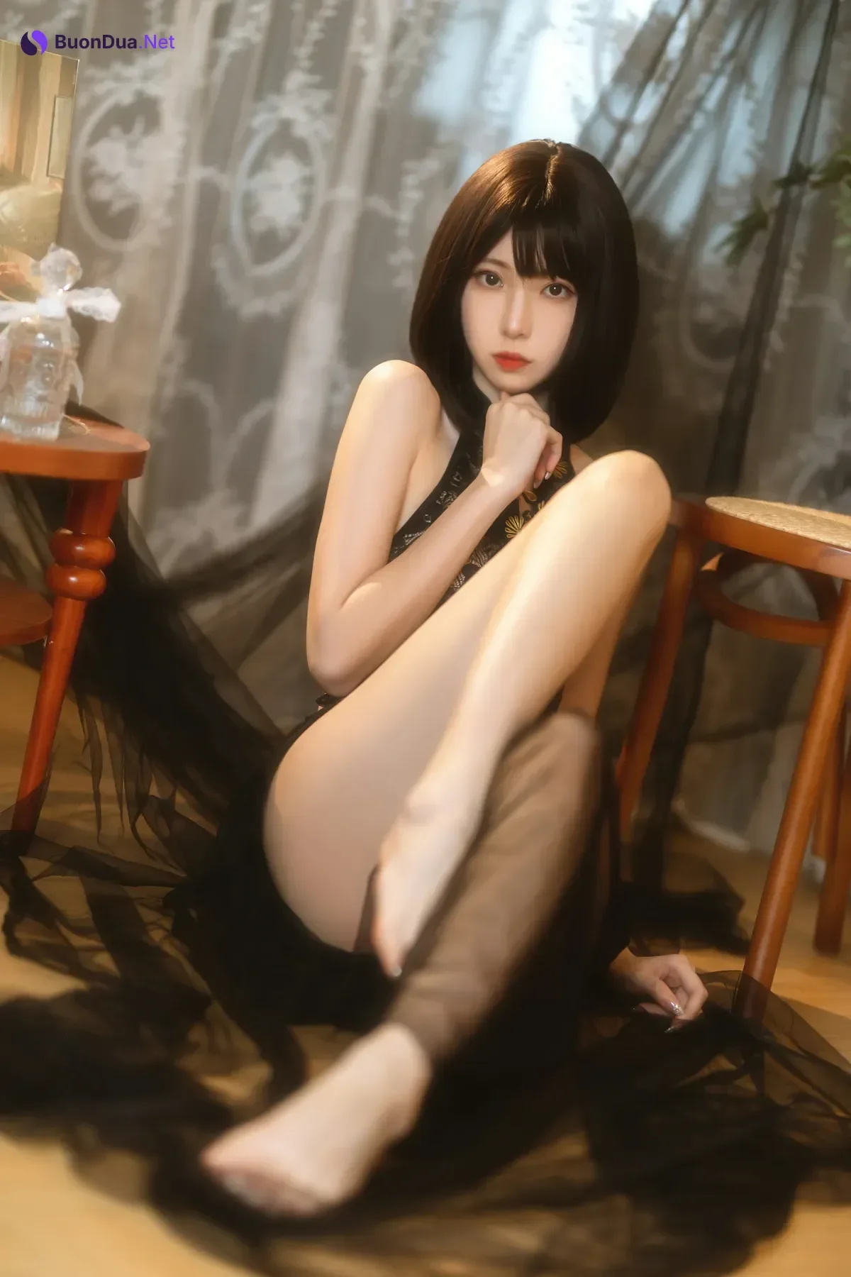 Cosplay 许岚LAN – 纯欲黑纱 - Photo 17
