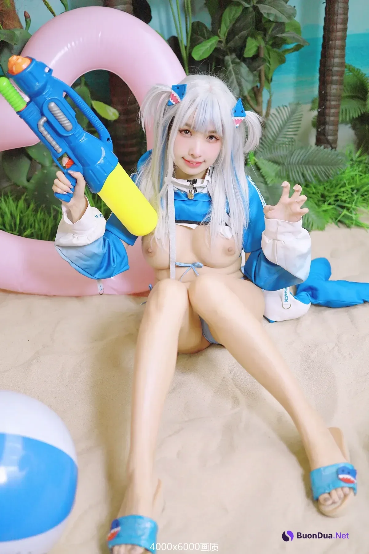 Cosplay 慕慕Momo – 鲨鱼制服 Gura - Photo 16