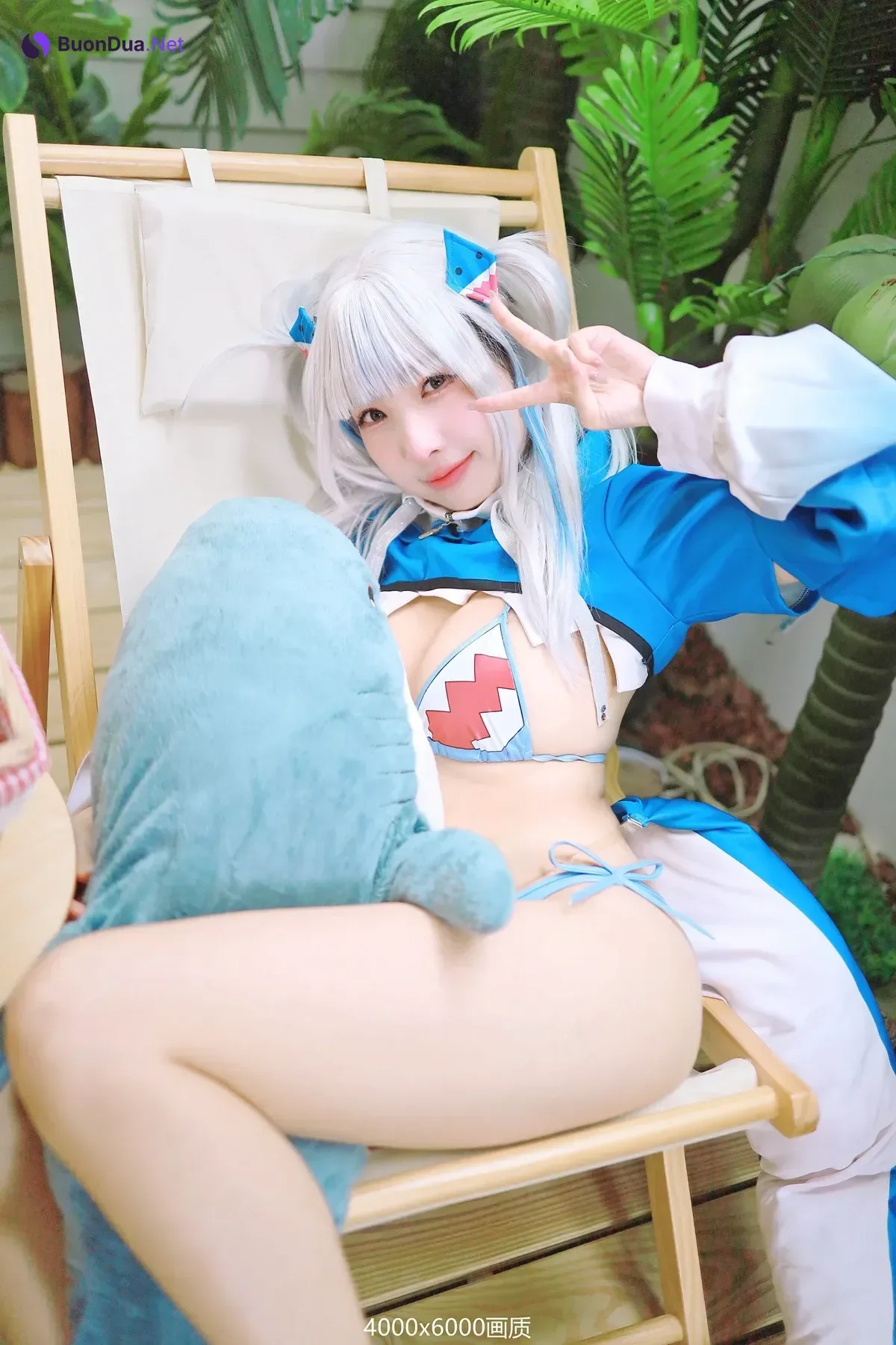 Cosplay 慕慕Momo – 鲨鱼制服 Gura - Photo 2
