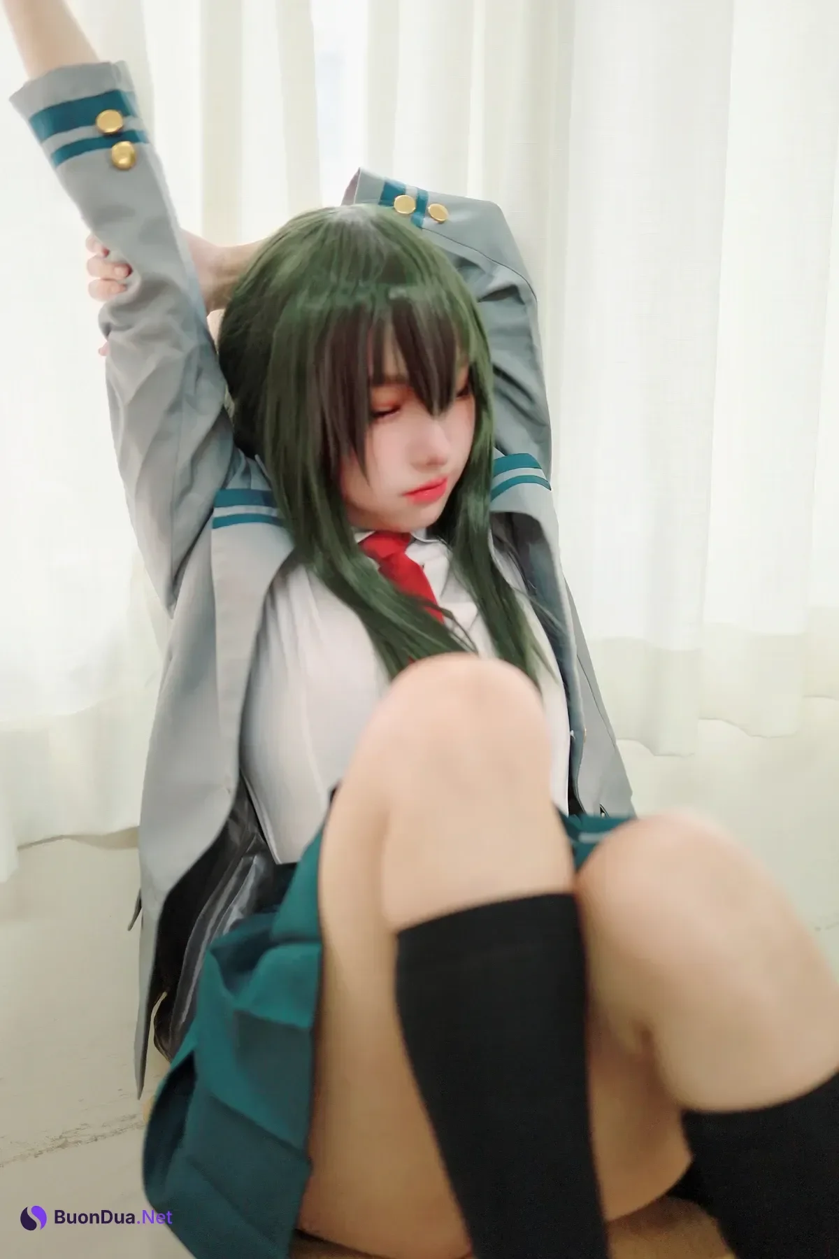 Cosplay 慕慕Momo – 剎那 Setsuna + 蛙吹梅雨 學生服 Asui Tsuyu - Photo 10