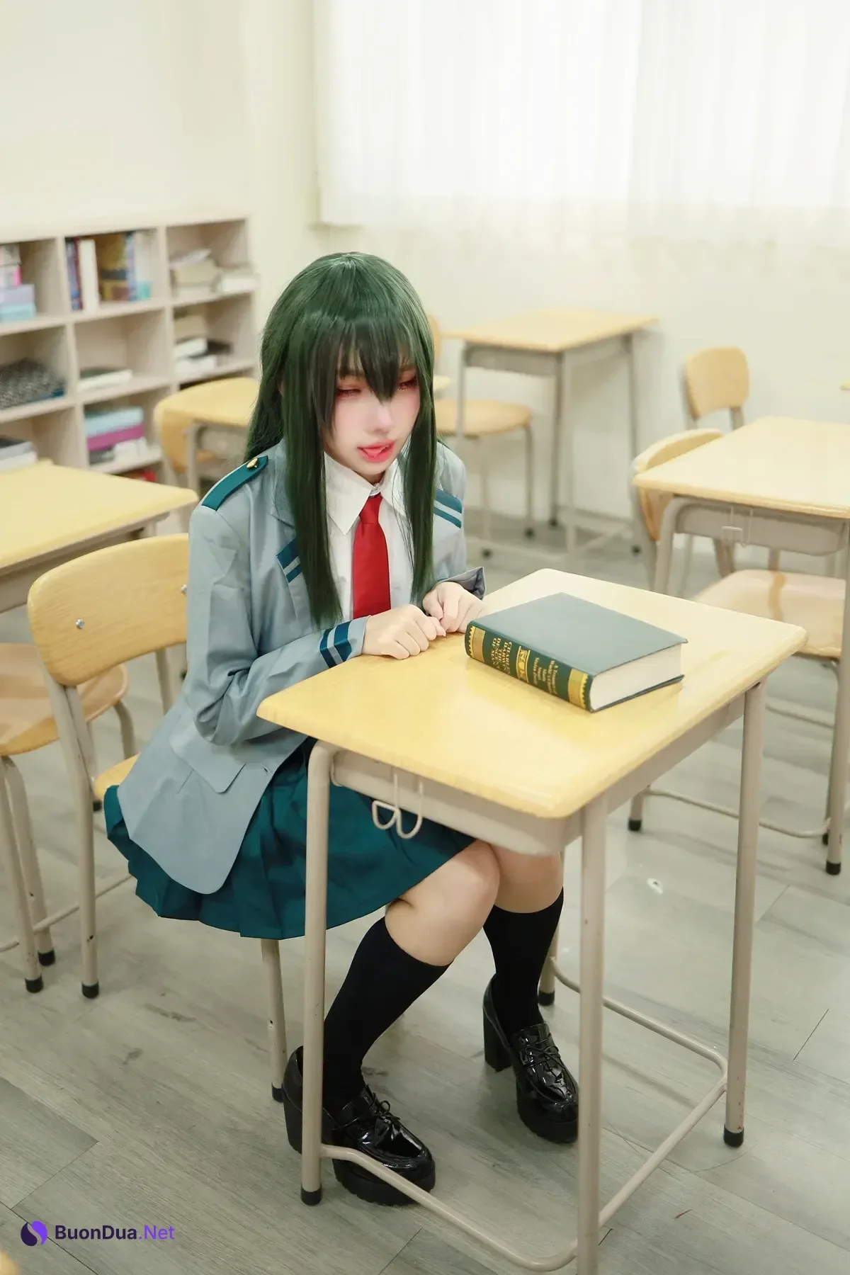Cosplay 慕慕Momo – 剎那 Setsuna + 蛙吹梅雨 學生服 Asui Tsuyu - Photo 16