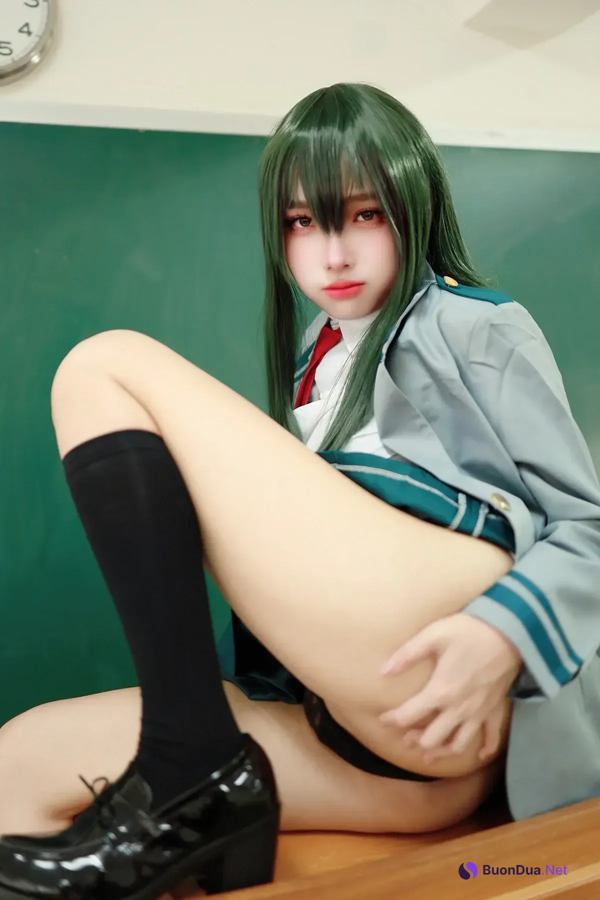Cosplay 慕慕Momo – 剎那 Setsuna + 蛙吹梅雨 學生服 Asui Tsuyu - Photo 3