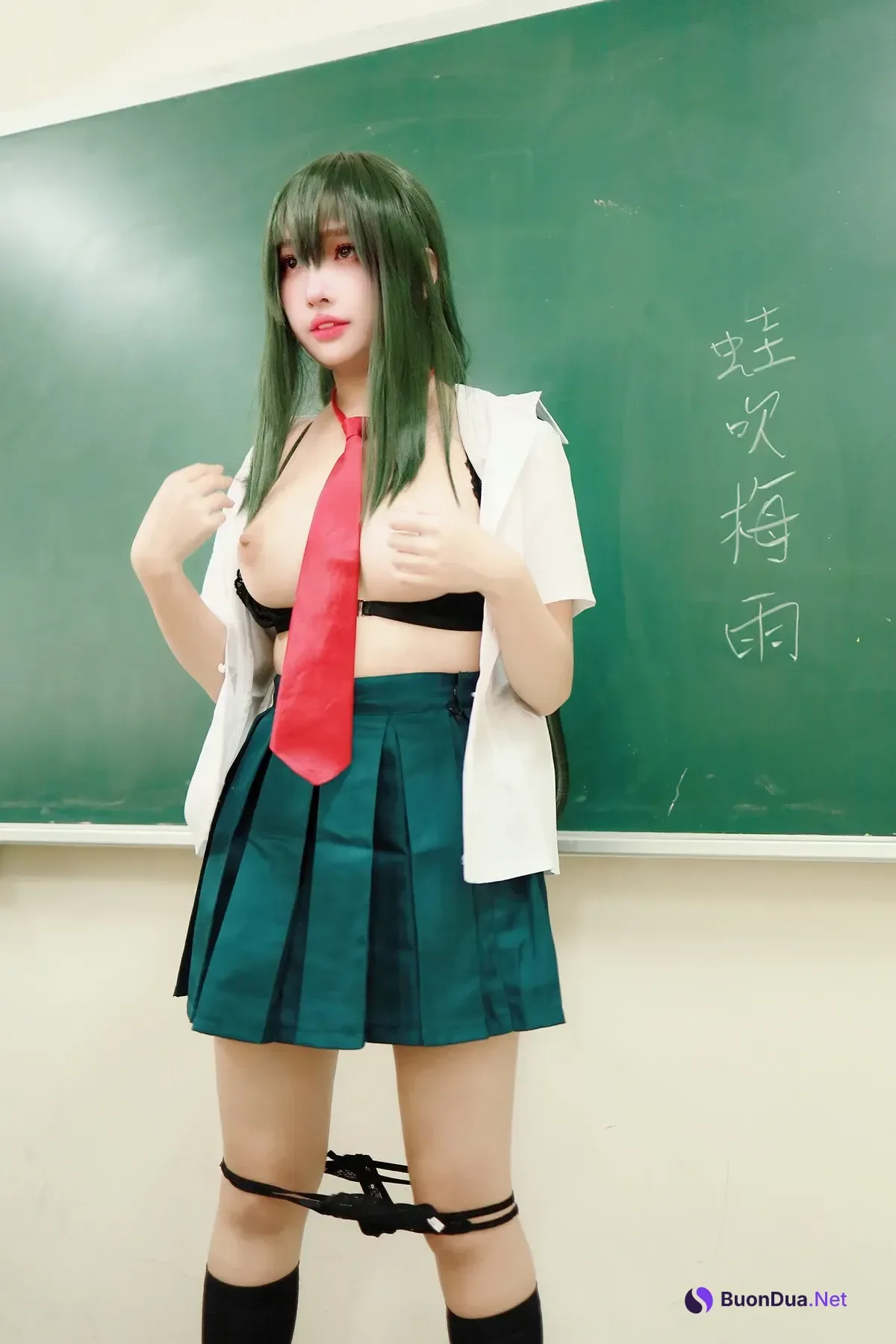 Cosplay 慕慕Momo – 剎那 Setsuna + 蛙吹梅雨 學生服 Asui Tsuyu - Photo 6