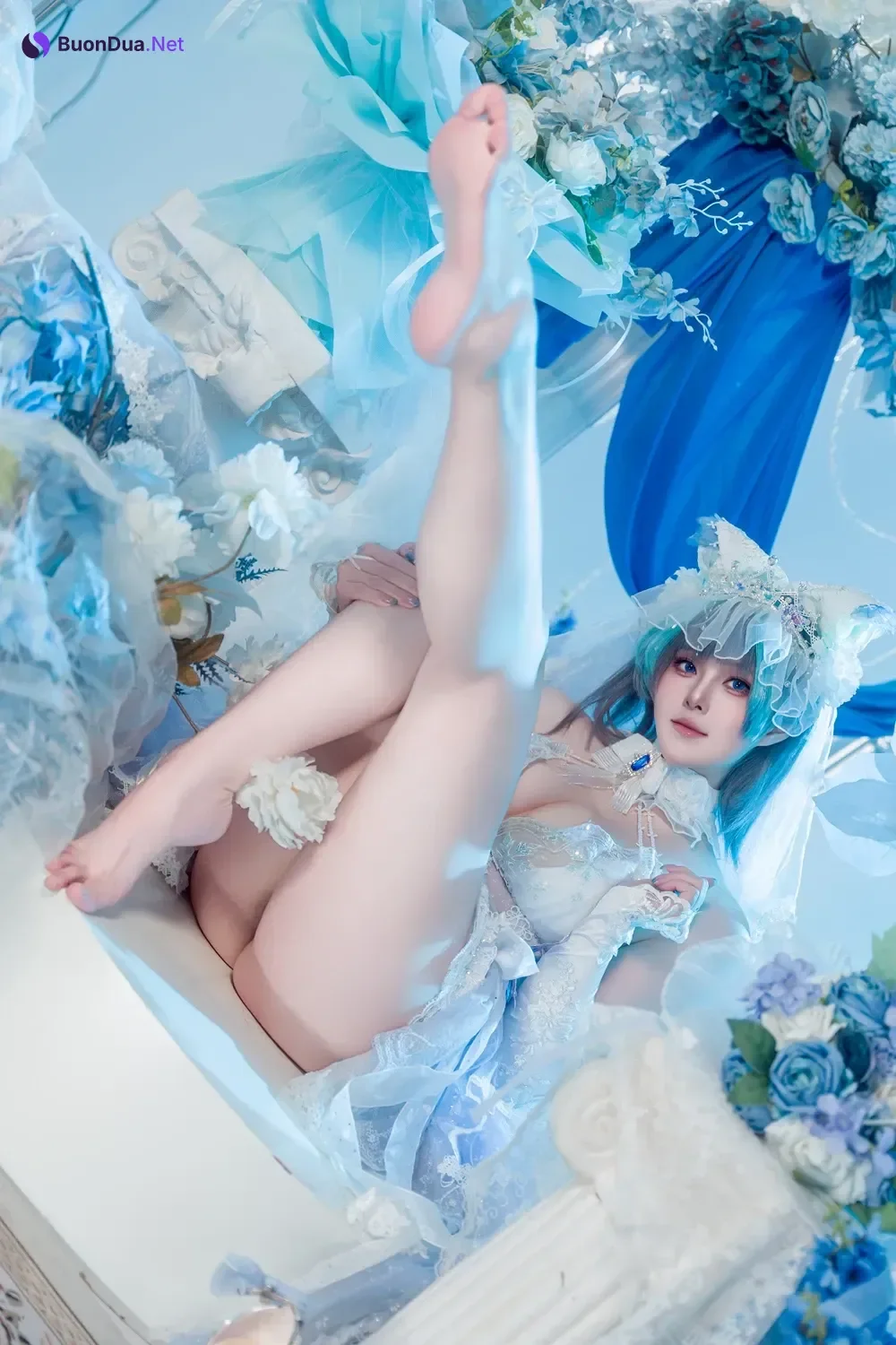 Cosplay Natsuko夏夏子 – 碧蓝航线 柴郡婚纱 - Photo 19