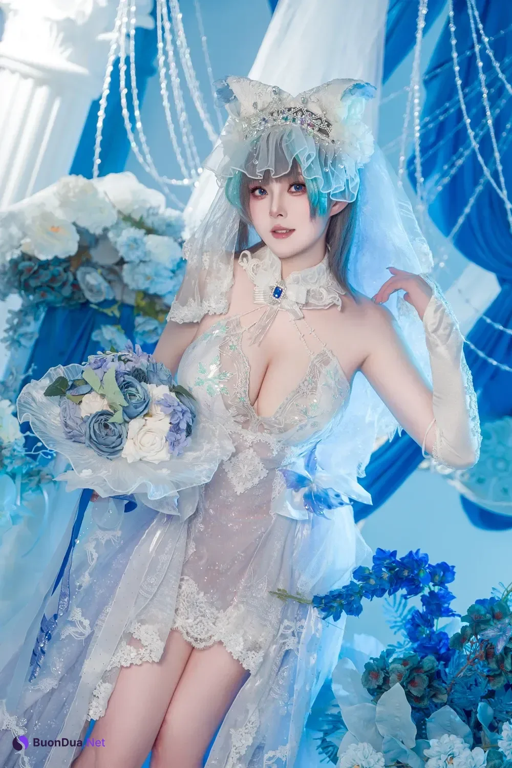 Cosplay Natsuko夏夏子 – 碧蓝航线 柴郡婚纱 - Photo 5