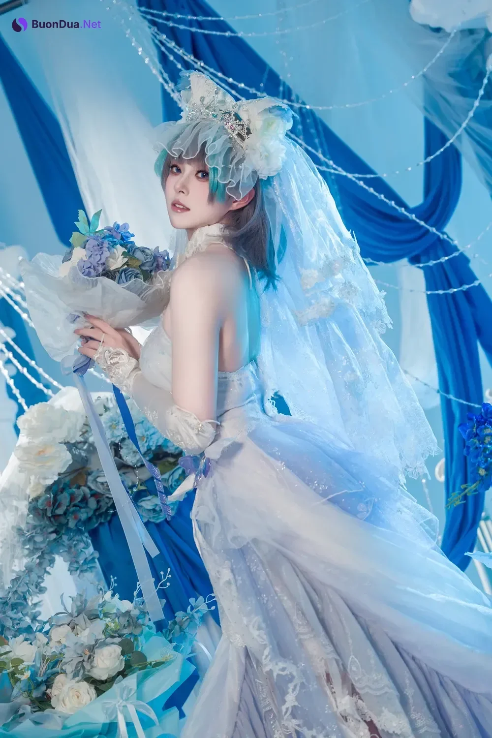 Cosplay Natsuko夏夏子 – 碧蓝航线 柴郡婚纱 - Photo 7