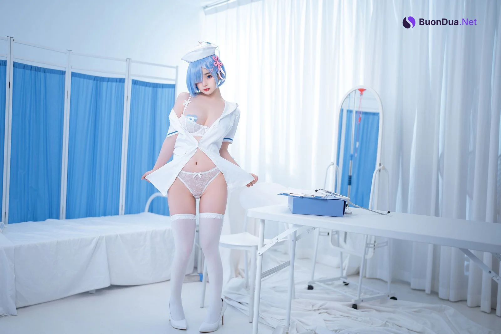 桜井宁宁 Cosplay 雷姆护士 Nurse Rem - Photo 16