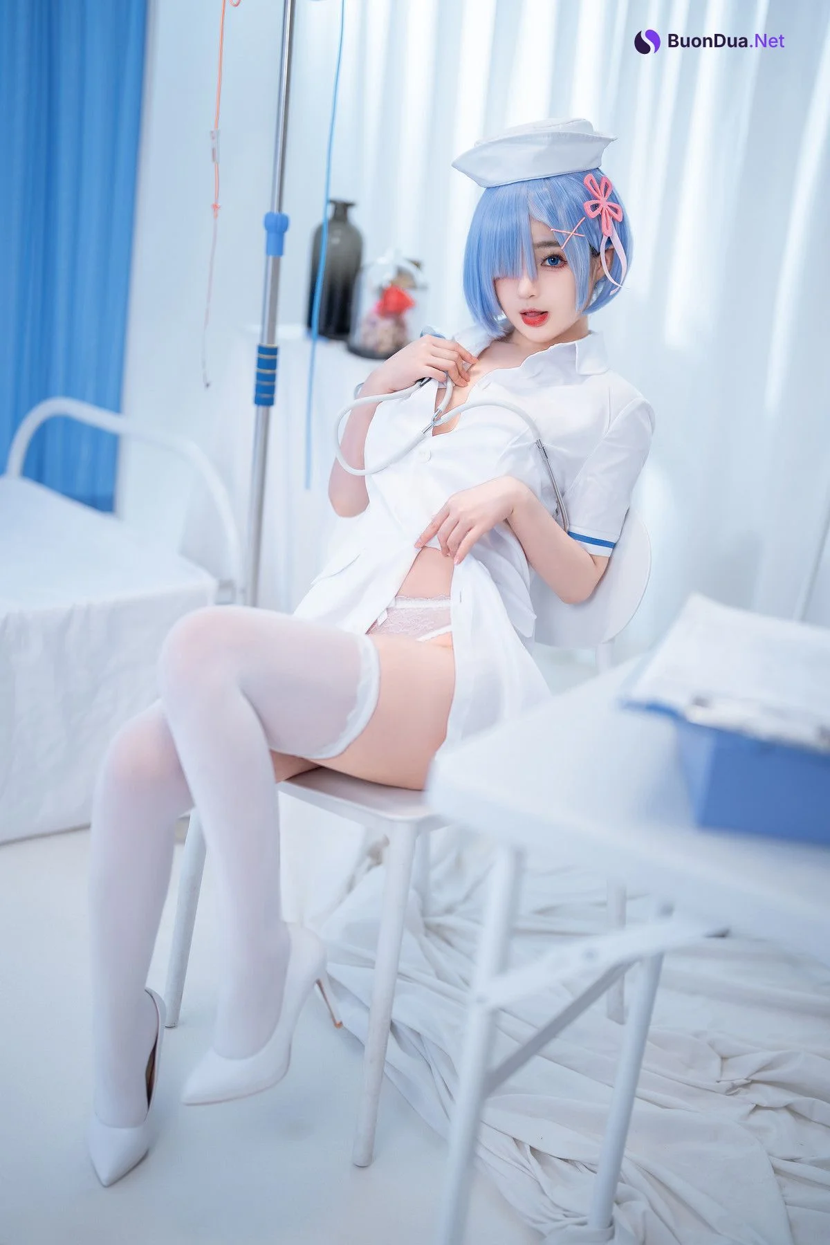 桜井宁宁 Cosplay 雷姆护士 Nurse Rem - Photo 2
