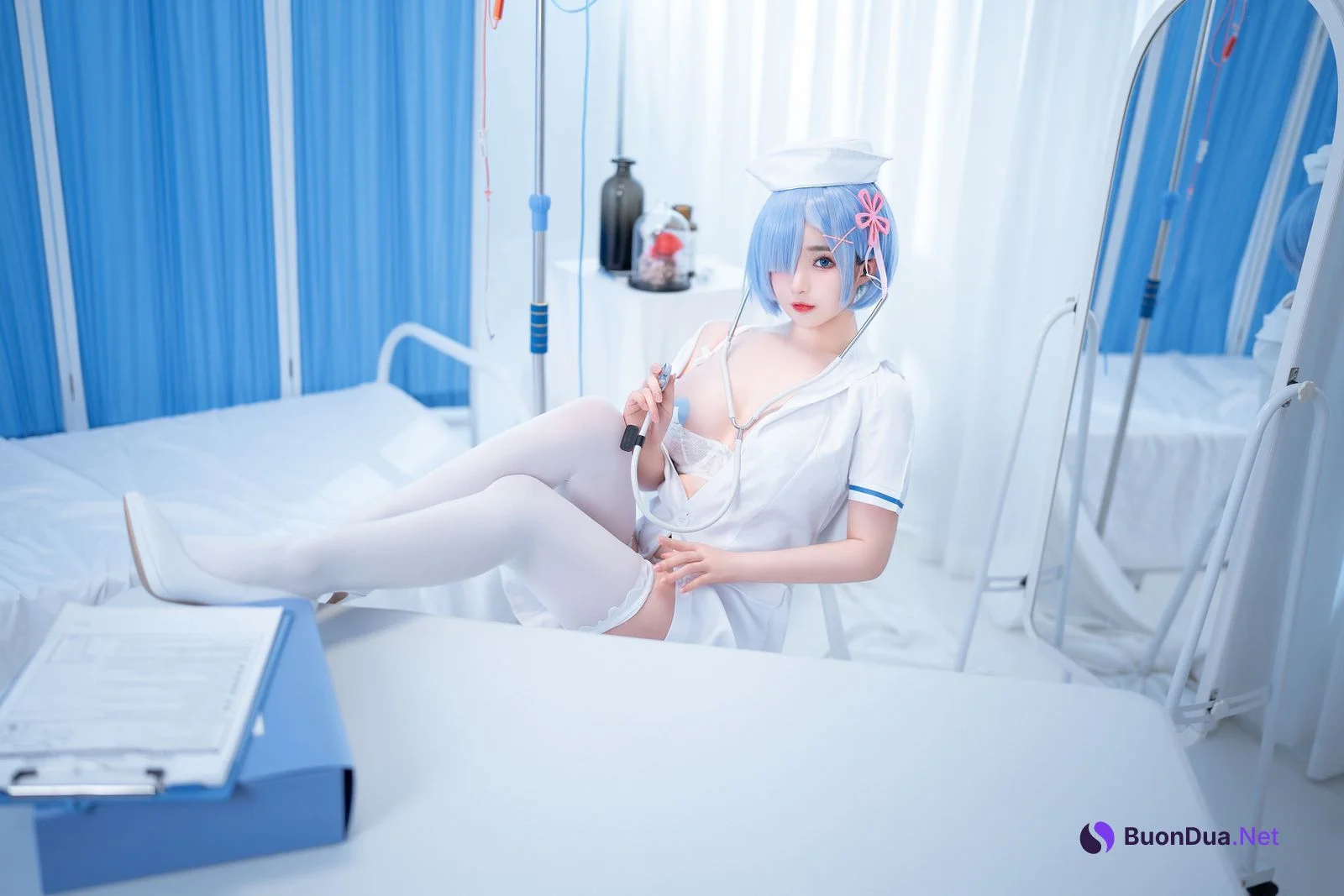 桜井宁宁 Cosplay 雷姆护士 Nurse Rem - Photo 20