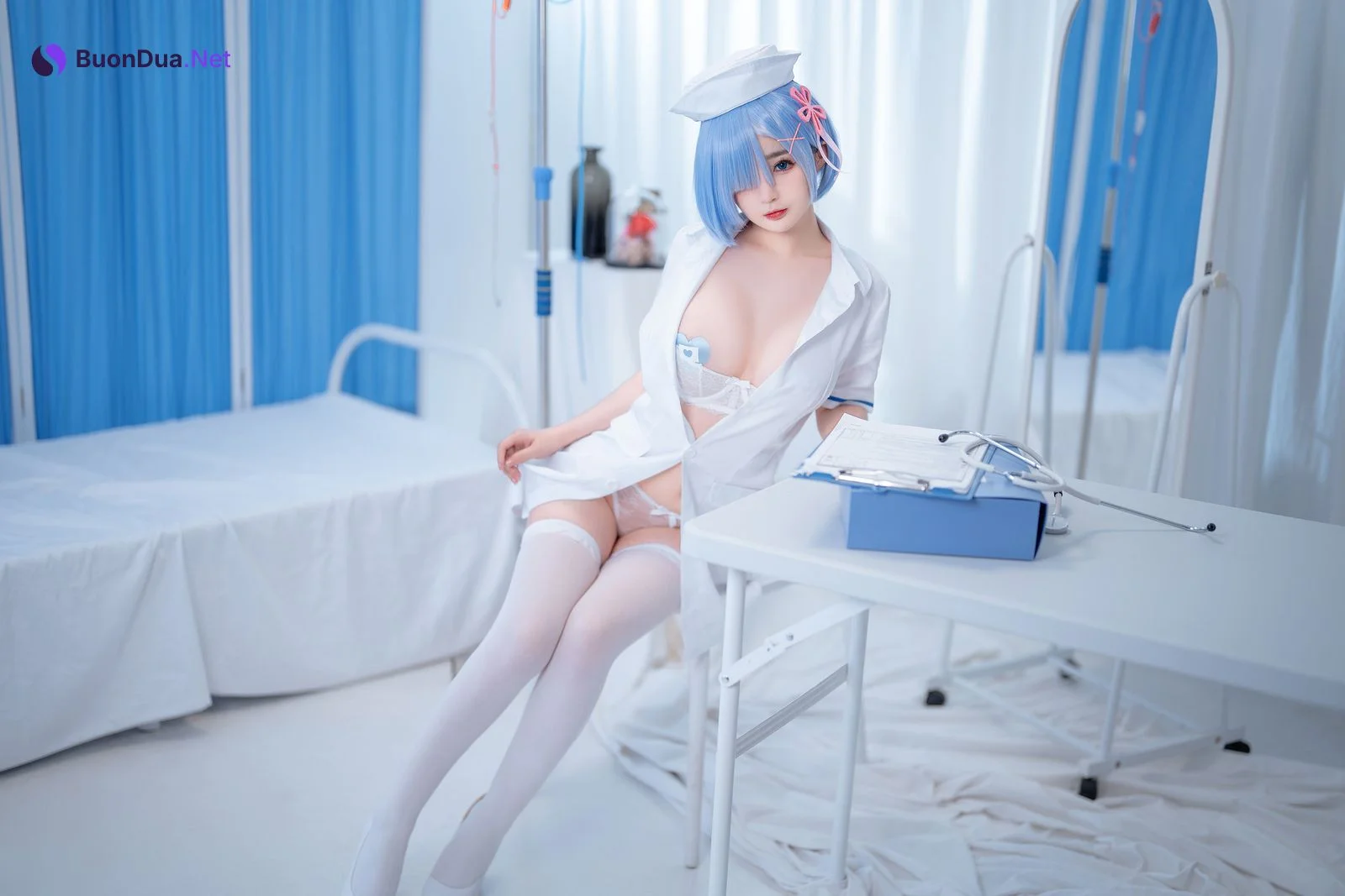 桜井宁宁 Cosplay 雷姆护士 Nurse Rem - Photo 9