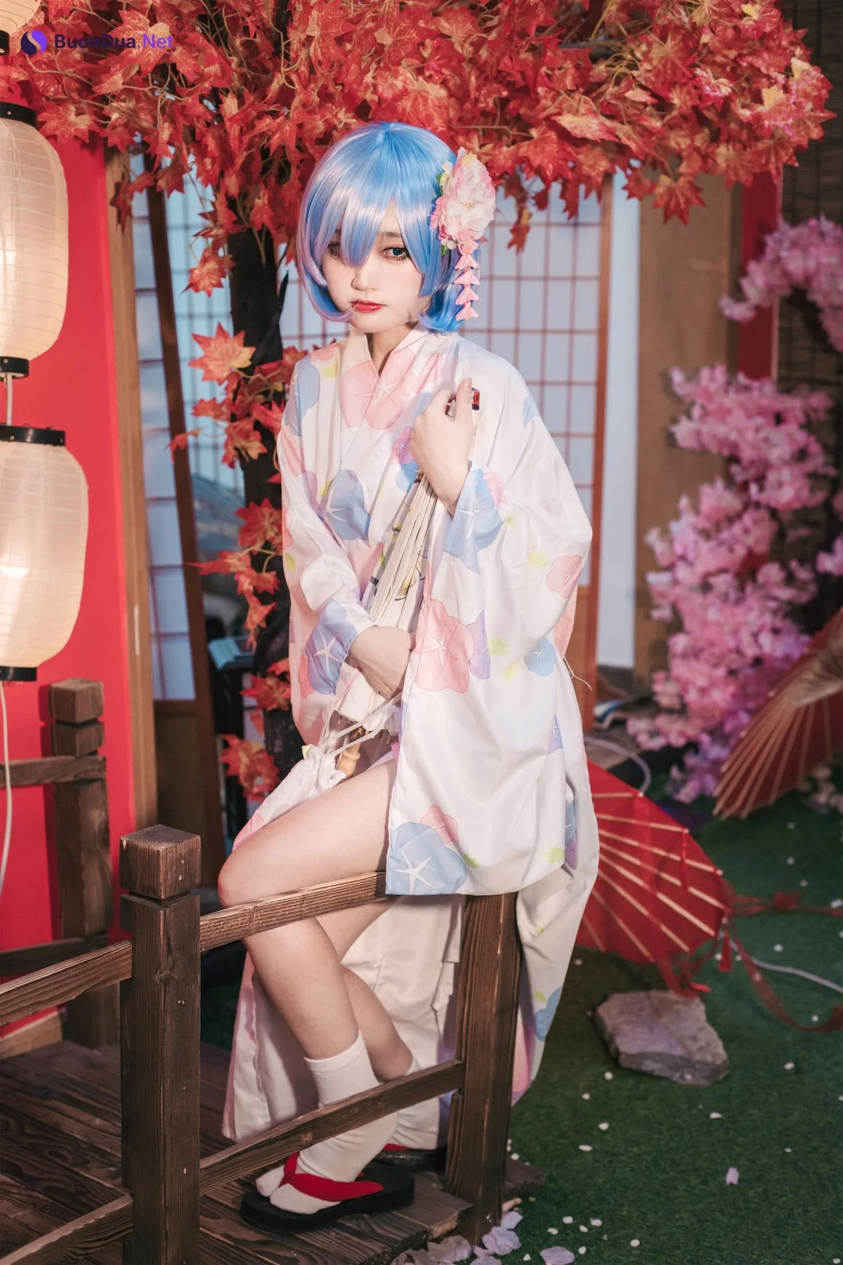 Cosplay 神沢永莉 蕾姆和风 Rem (レム) - Photo 5