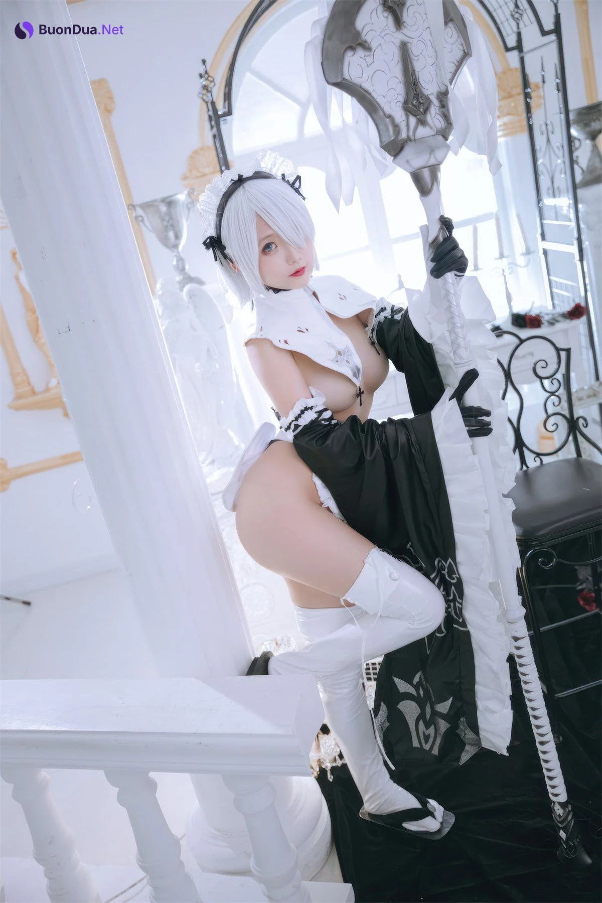 Cosplay Rinaijiao日奈娇 2B奶盖女仆 Set.01 - รูปภาพ 6