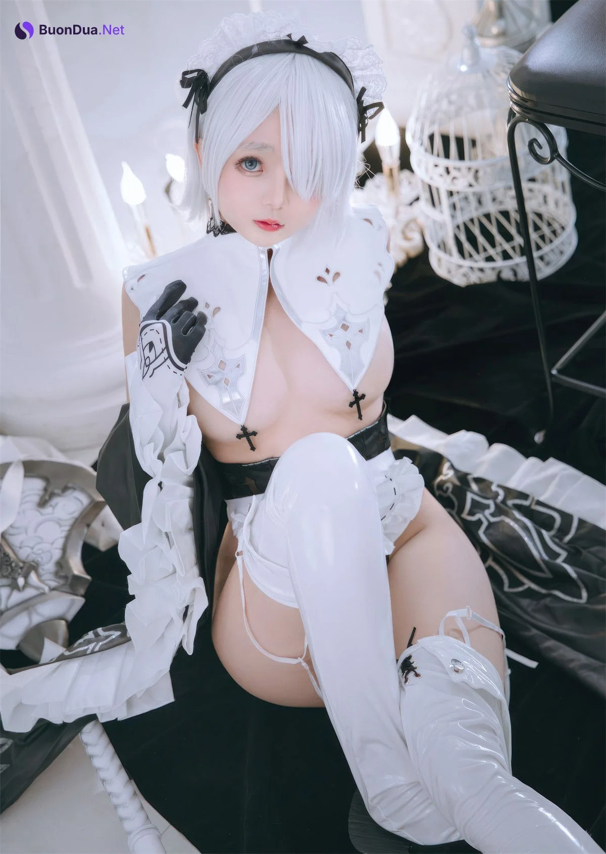 Cosplay Rinaijiao日奈娇 2B奶盖女仆 Set.02 - Photo 17
