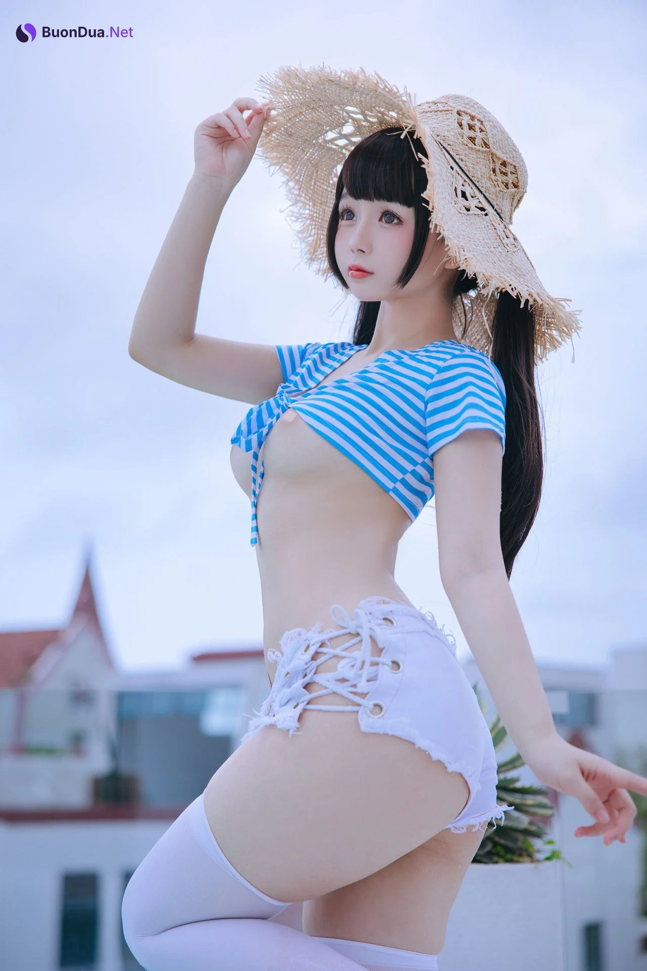 Cosplay Rinaijiao日奈娇 蓝白条 Set.01 - Photo 10