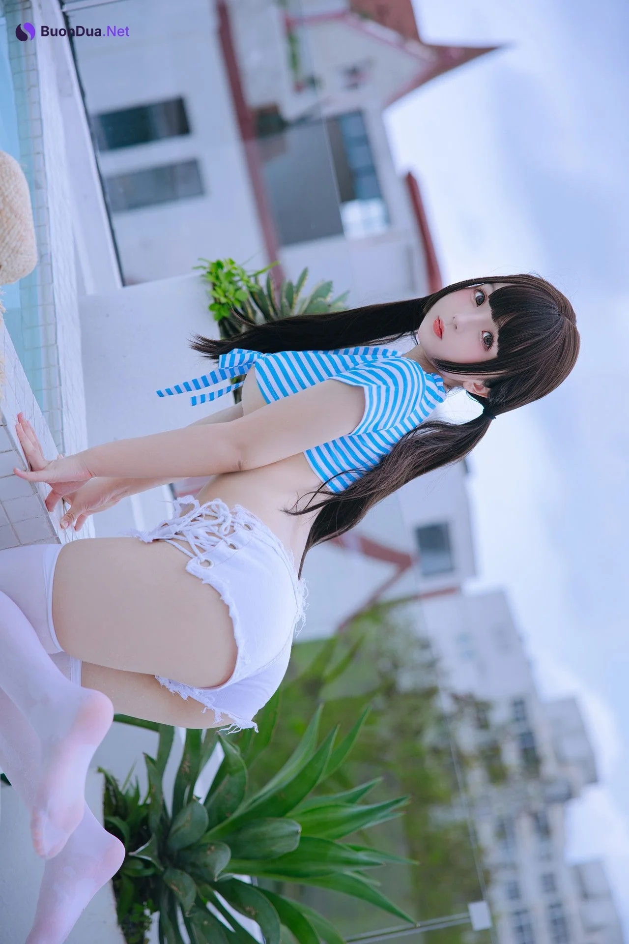 Cosplay Rinaijiao日奈娇 蓝白条 Set.01 - Photo 11
