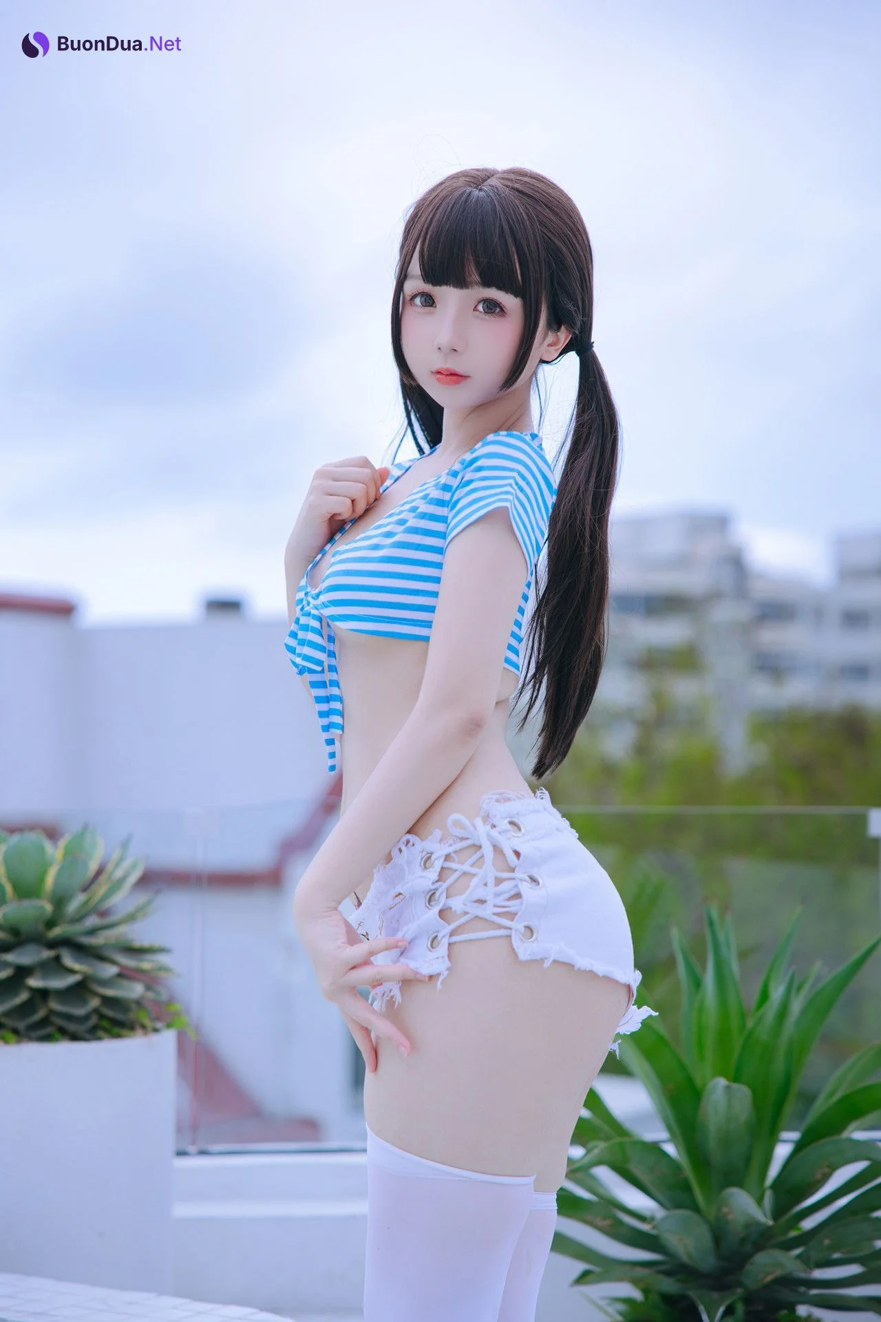 Cosplay Rinaijiao日奈娇 蓝白条 Set.01 - Photo 12