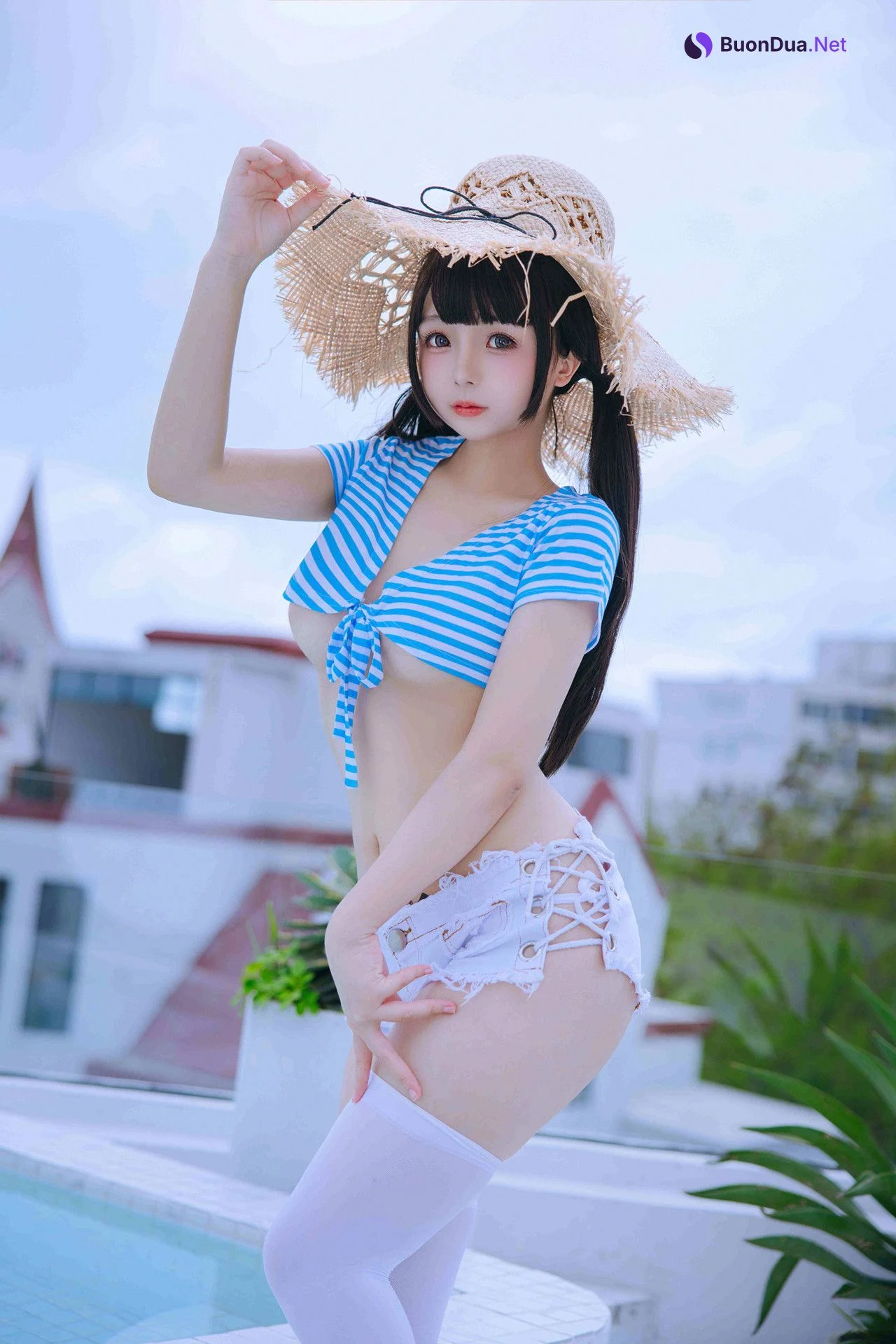 Cosplay Rinaijiao日奈娇 蓝白条 Set.01 - Photo 2
