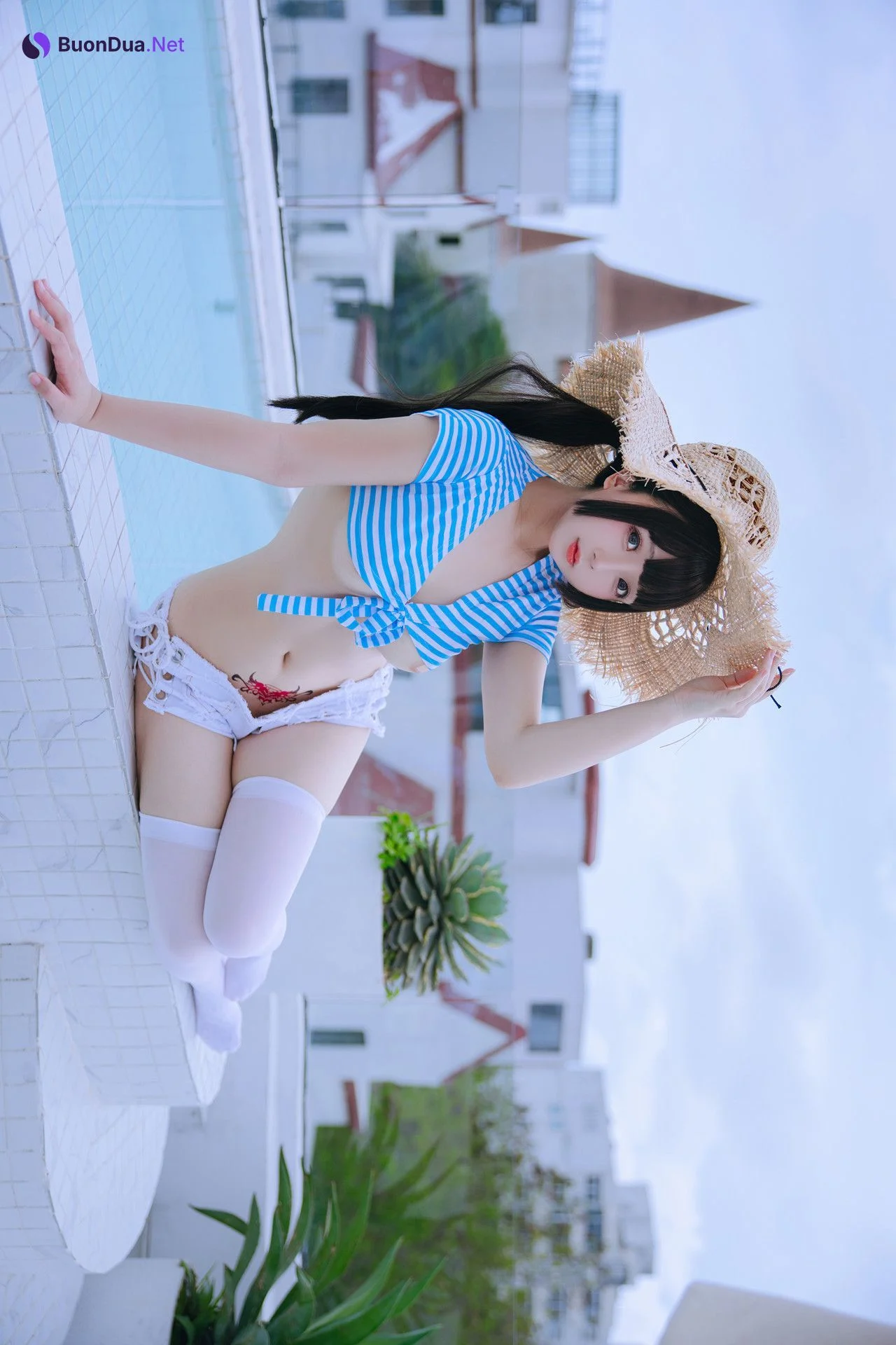Cosplay Rinaijiao日奈娇 蓝白条 Set.01 - Photo 6