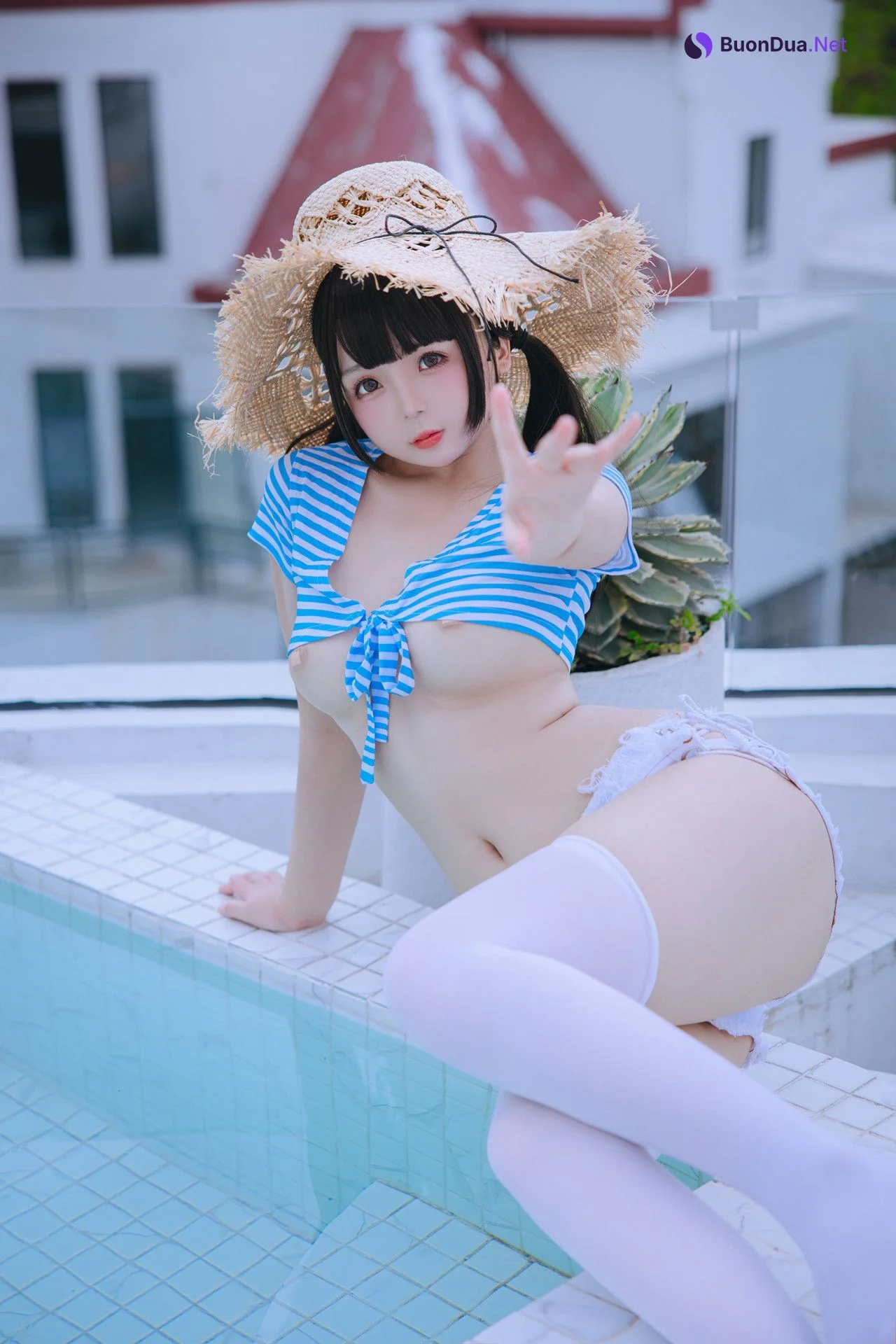 Cosplay Rinaijiao日奈娇 蓝白条 Set.01 - Photo 7