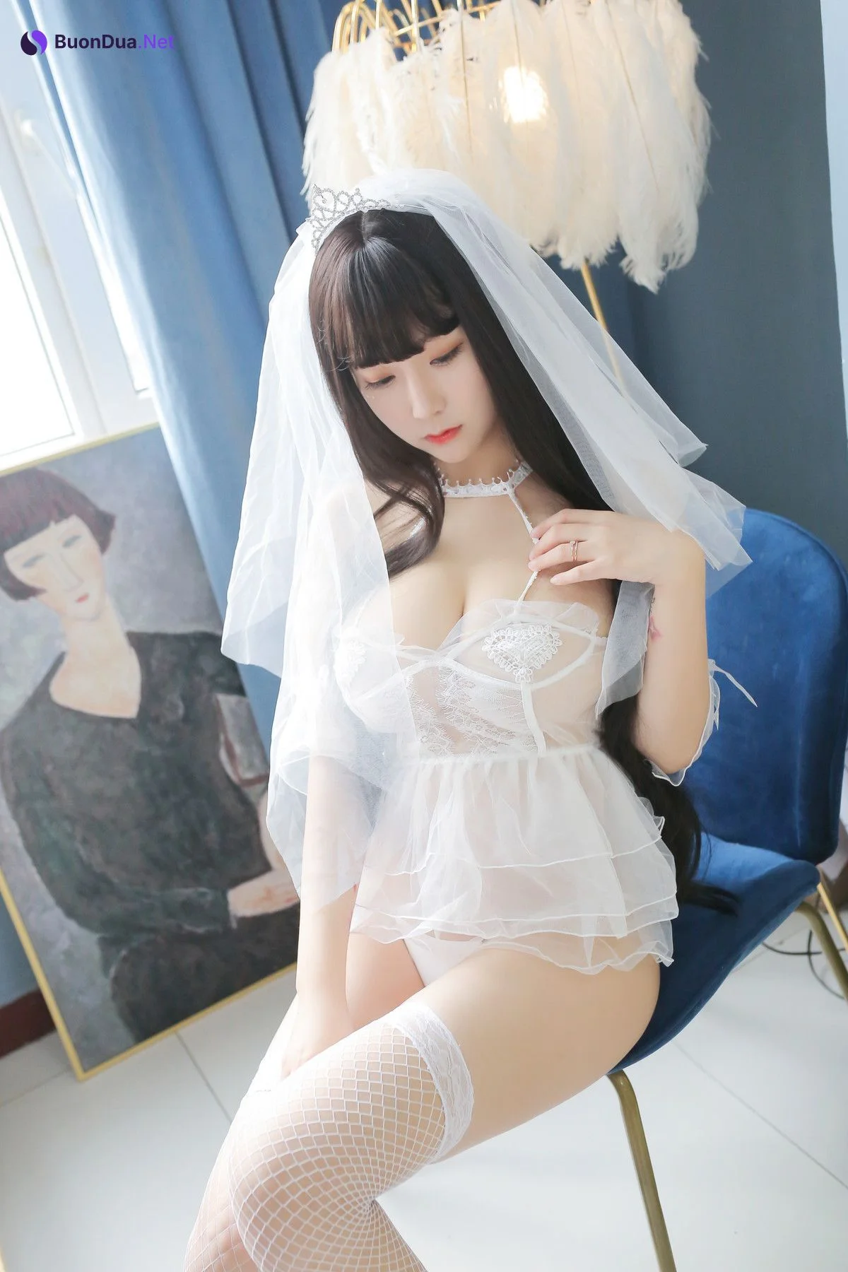 Cosplay 猫九酱Sakura 长发婚纱 Set.01 - 사진 11