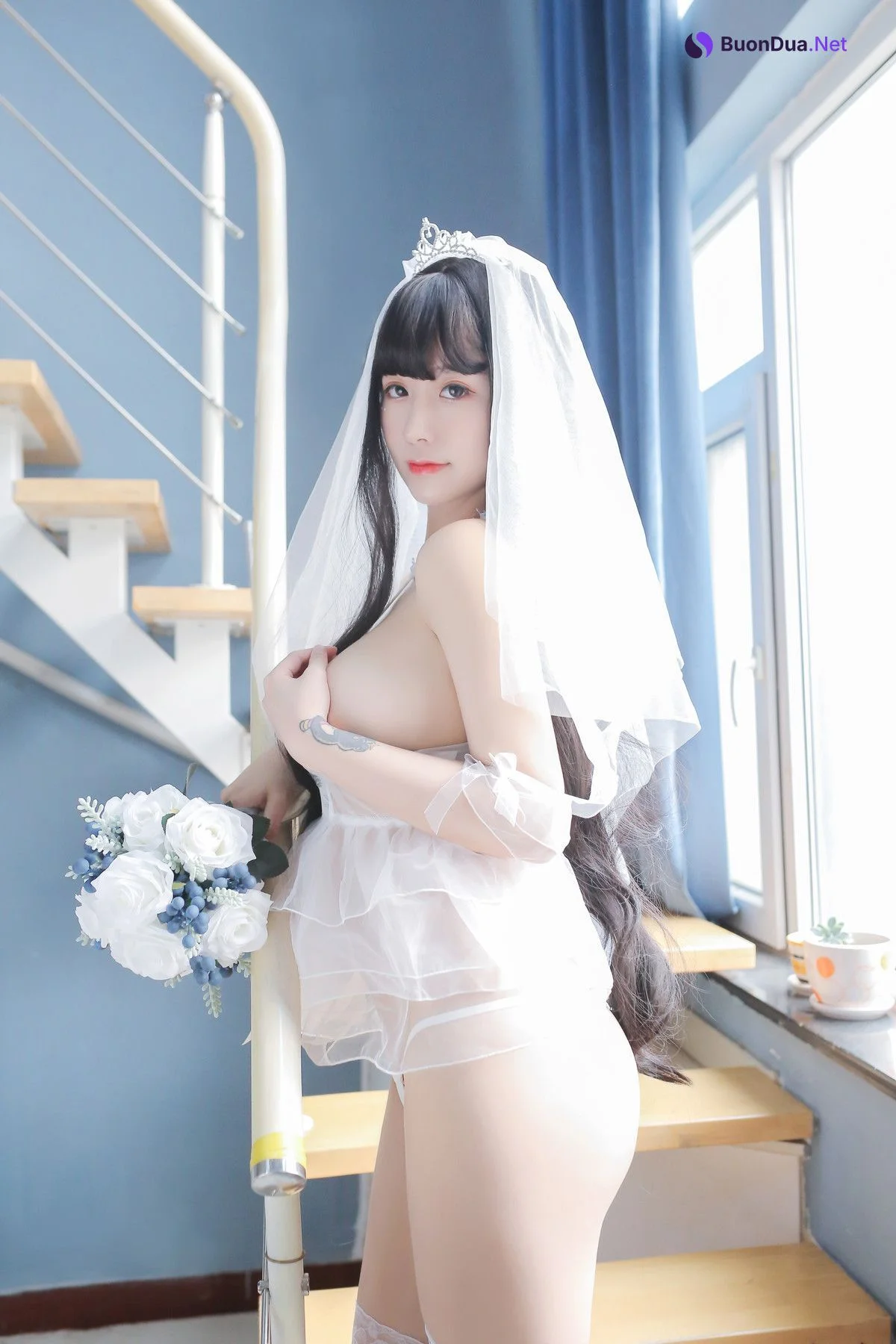 Cosplay 猫九酱Sakura 长发婚纱 Set.02 - 写真 13
